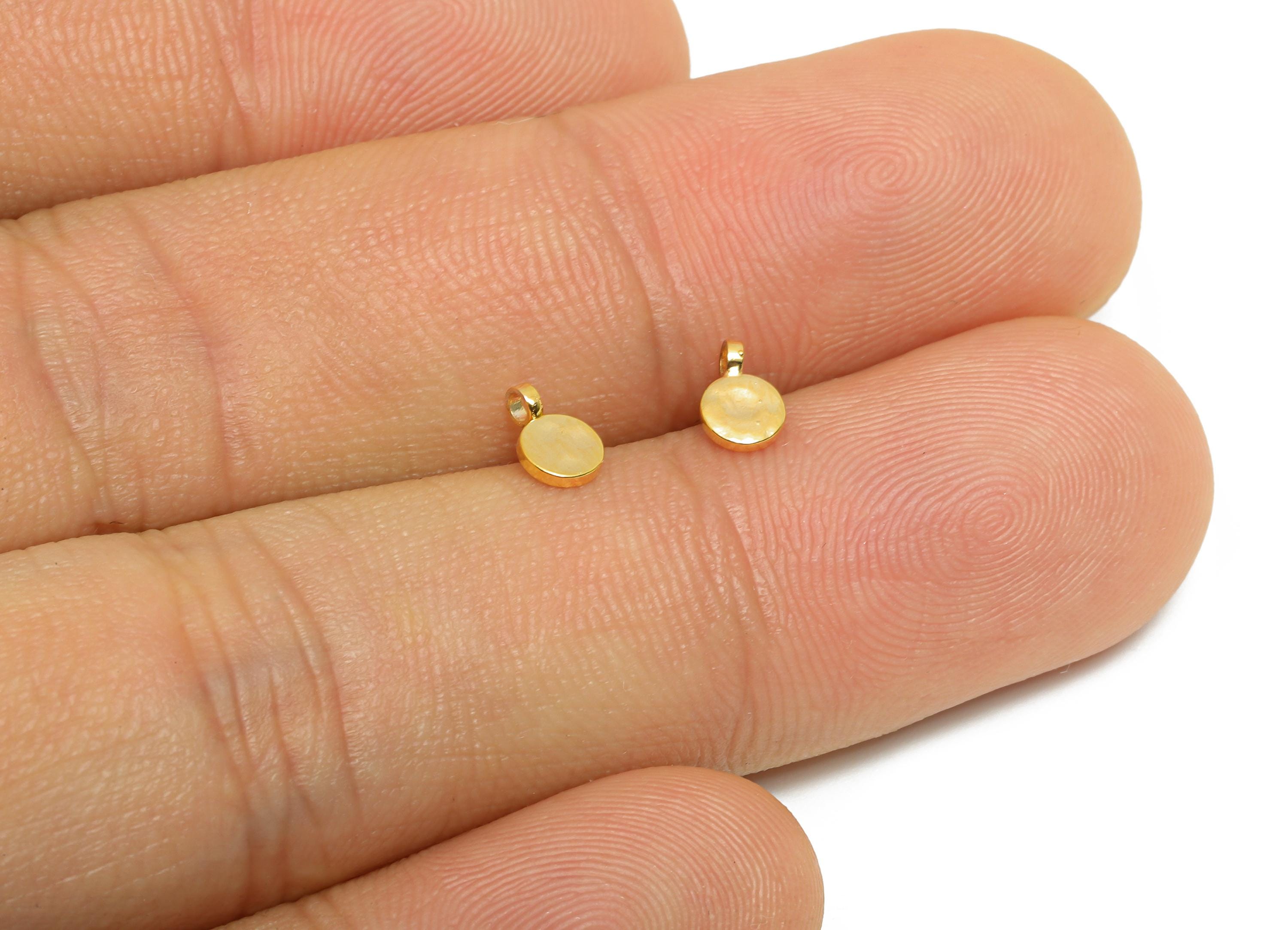 Gold Brass Round Charms - Hammered Boho Round Charm Pendant - DIY Necklace Jewelry Component - 18K Real Gold Plated - 5.98x4x2mm - RGP11014 - DOMEDBAZAAR