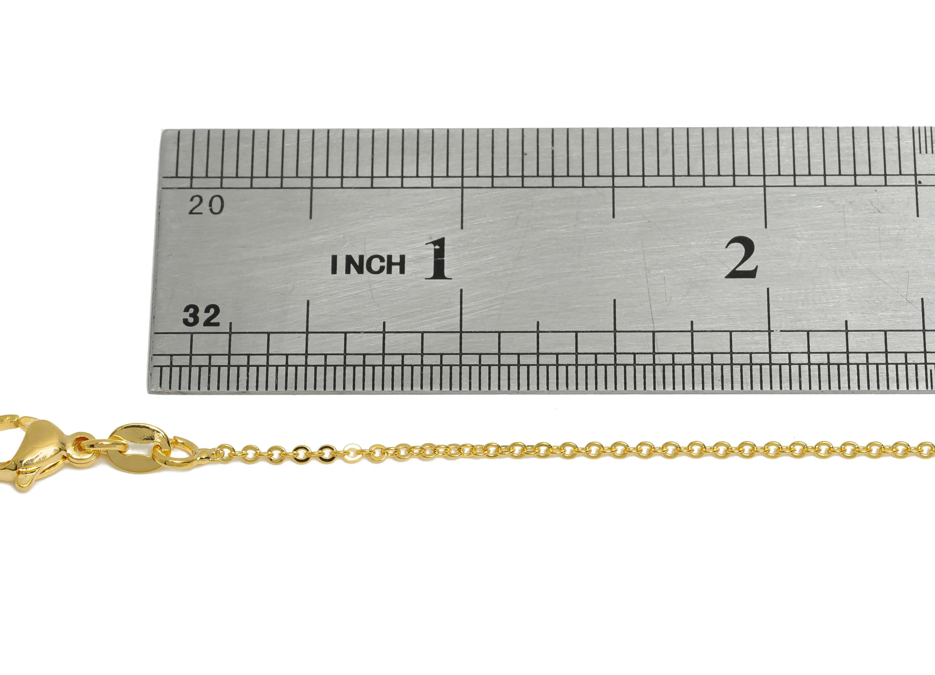 47cm Brass Cable Necklace Chain - Adjustable Finished Chain - Delicate Gold Necklace - Ball Rubber Stopper Nuts - 18K Gold Plated - RGP10436