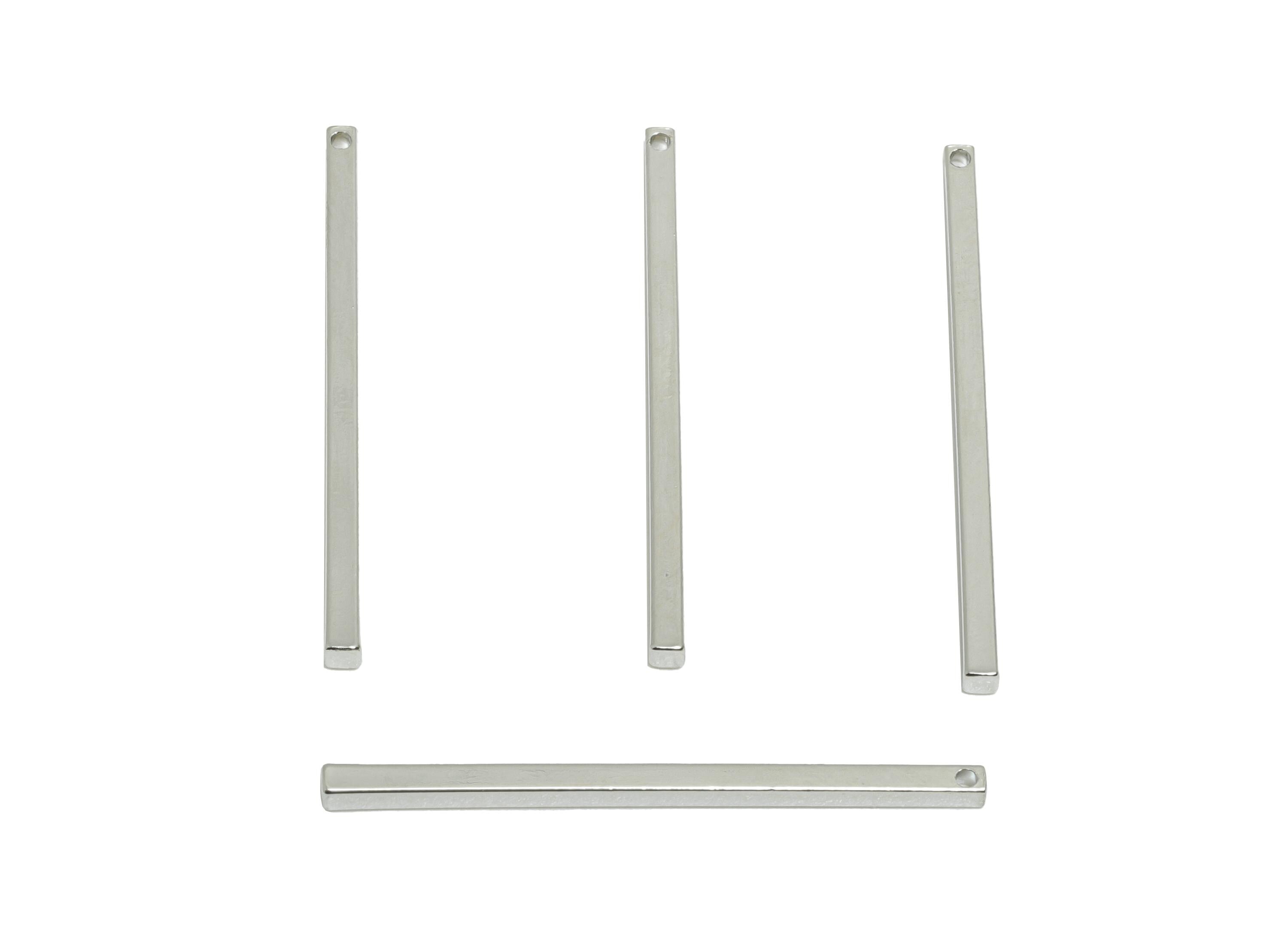 30mm Brass Stick Earring Charm - Minimalist Slim Bar Pendant - Rectangle Necklace Charm - 18K White Gold Plated - 30x1.5x1.5mm - RGP10972 - DOMEDBAZAAR