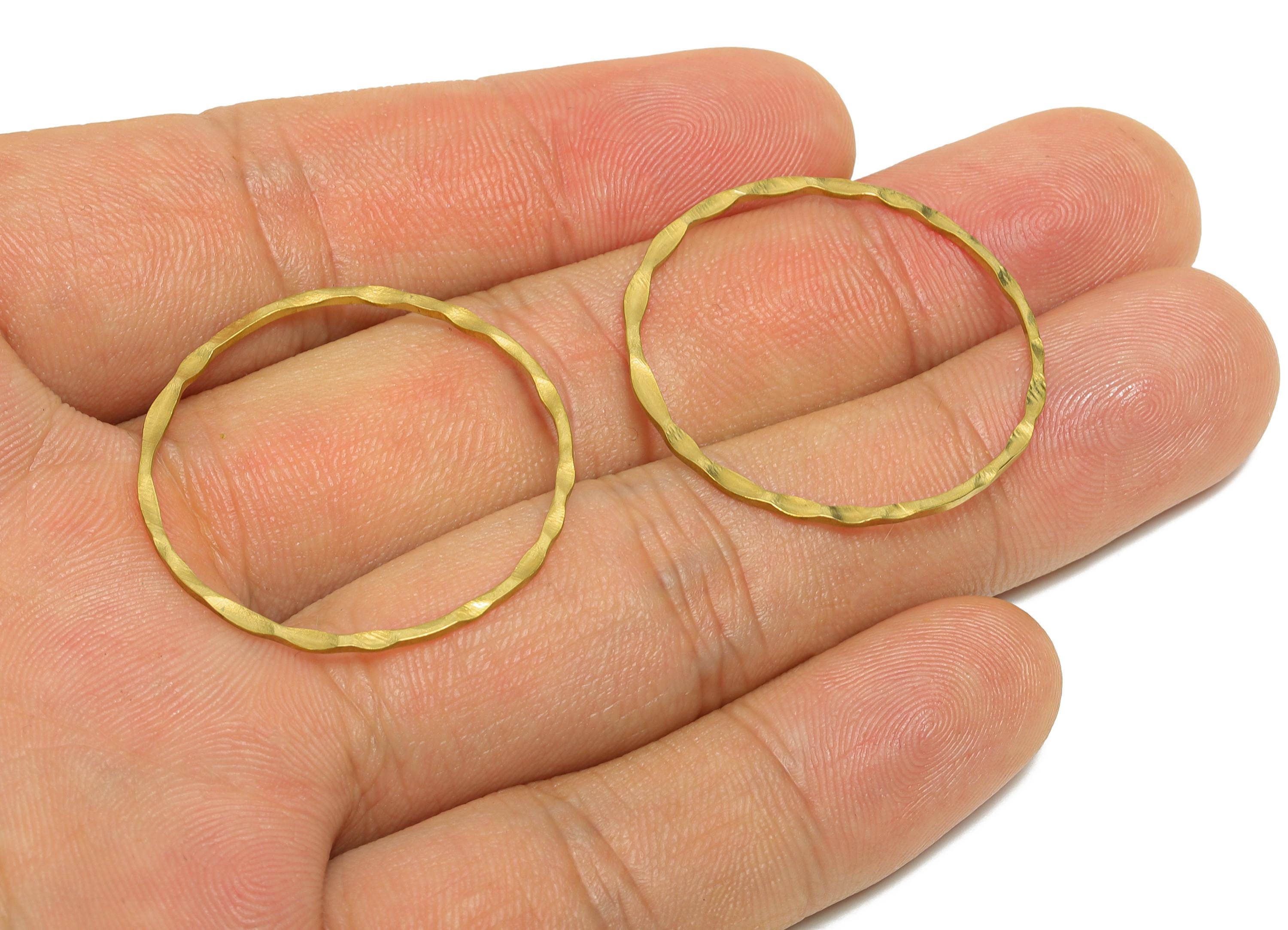 30mm Hammered Ring Connector - Raw Brass Handmade Ring Connector - Circle Jewelry Finding - Irregular Round Jewelry - 30x1x1mm - PP11403 - DOMEDBAZAAR