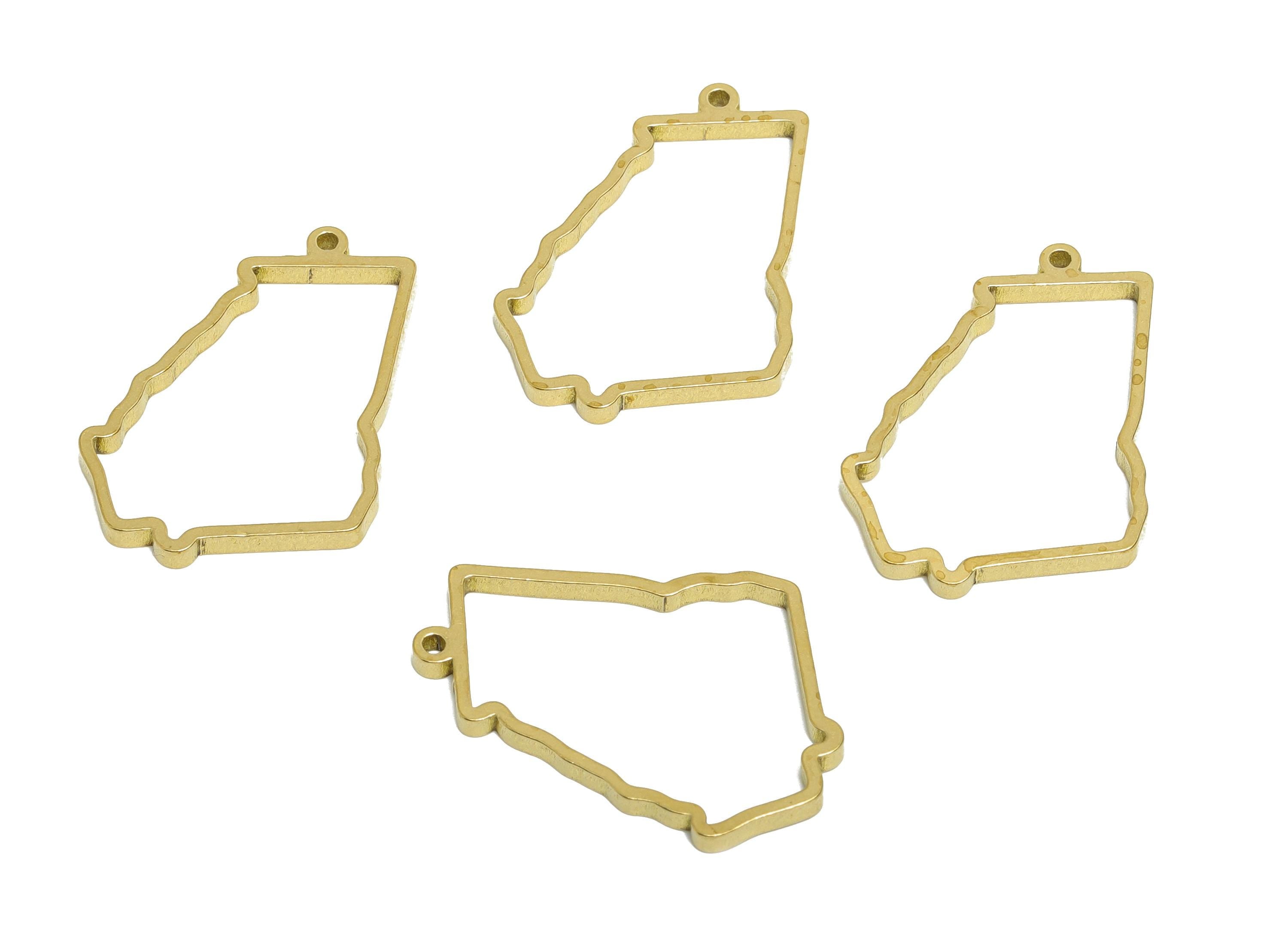 Brass USA State Outline Pendant - Raw Brass Georgia State Charm - Modern Outline Pendant - Brass Pendant For Necklace - 27x20x2mm - PP11405 - DOMEDBAZAAR