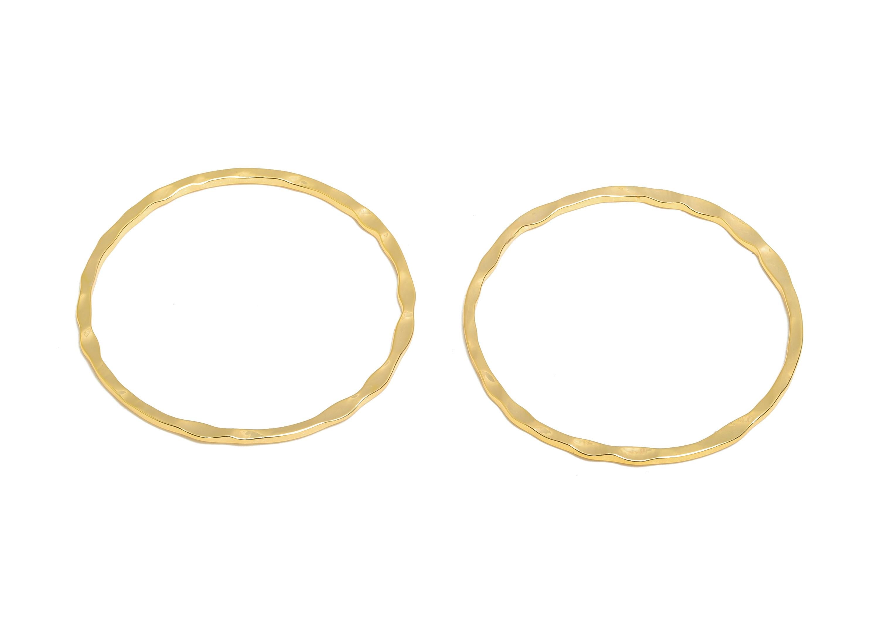 30mm Hammered Ring Connector - Brass Handmade Ring Connector - Gold Circle Jewelry Finding - 18K Real Gold Plating - 30x1x1mm - RGP11036 - DOMEDBAZAAR