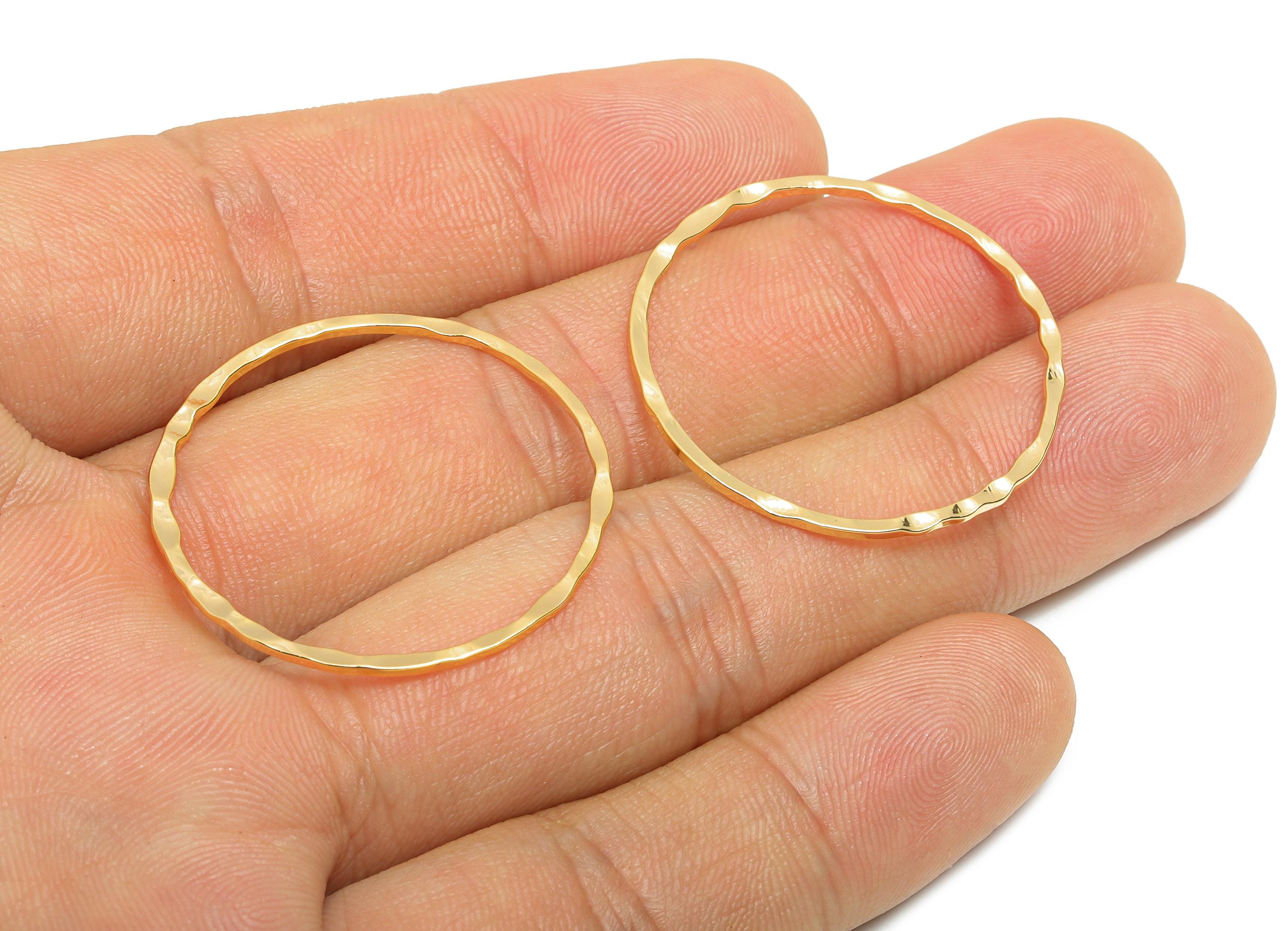 30mm Hammered Ring Connector - Brass Handmade Ring Connector - Gold Circle Jewelry Finding - 18K Real Gold Plating - 30x1x1mm - RGP11036 - DOMEDBAZAAR