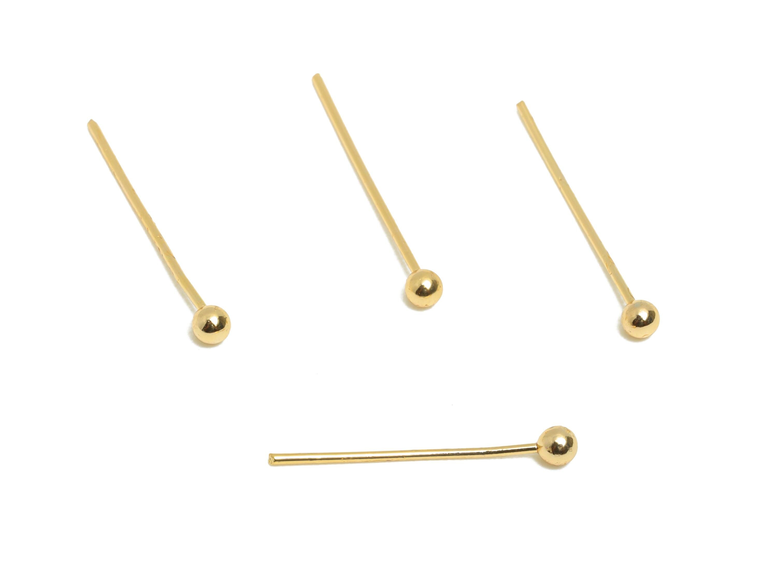 0.5*14*2mm Ball Headpin - Brass Bead Stopper Pin - Wire Pin for Jewelry - Bead Making for Handmade Creation - 18K Gold Plated - RGP11049-14