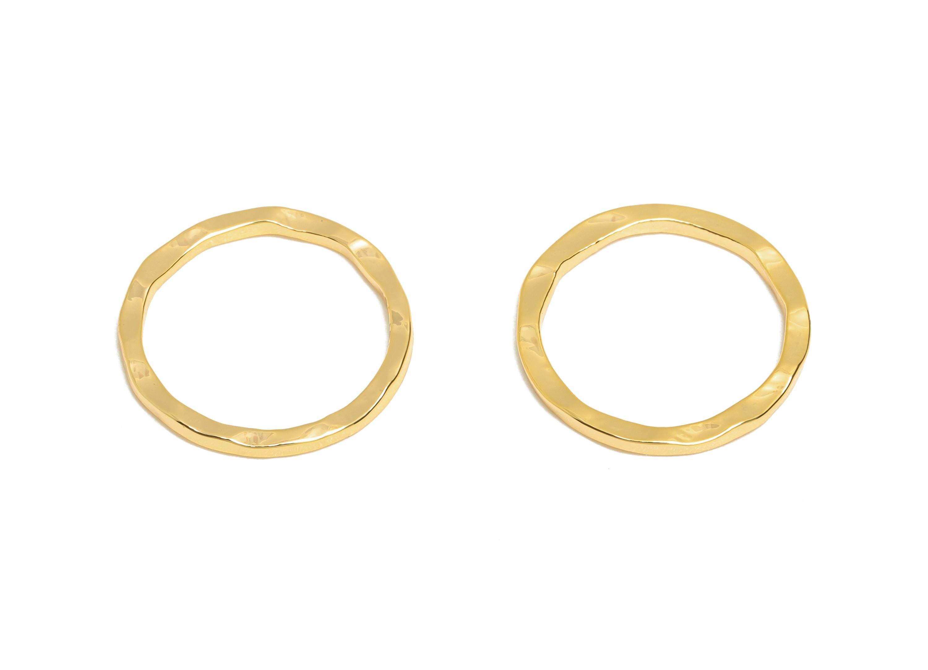 14mm Hammered Ring Connector - Brass Handmade Ring Connector - Gold Circle Jewelry Finding - 18K Real Gold Plating - 14x1x1mm - RGP11033 - DOMEDBAZAAR
