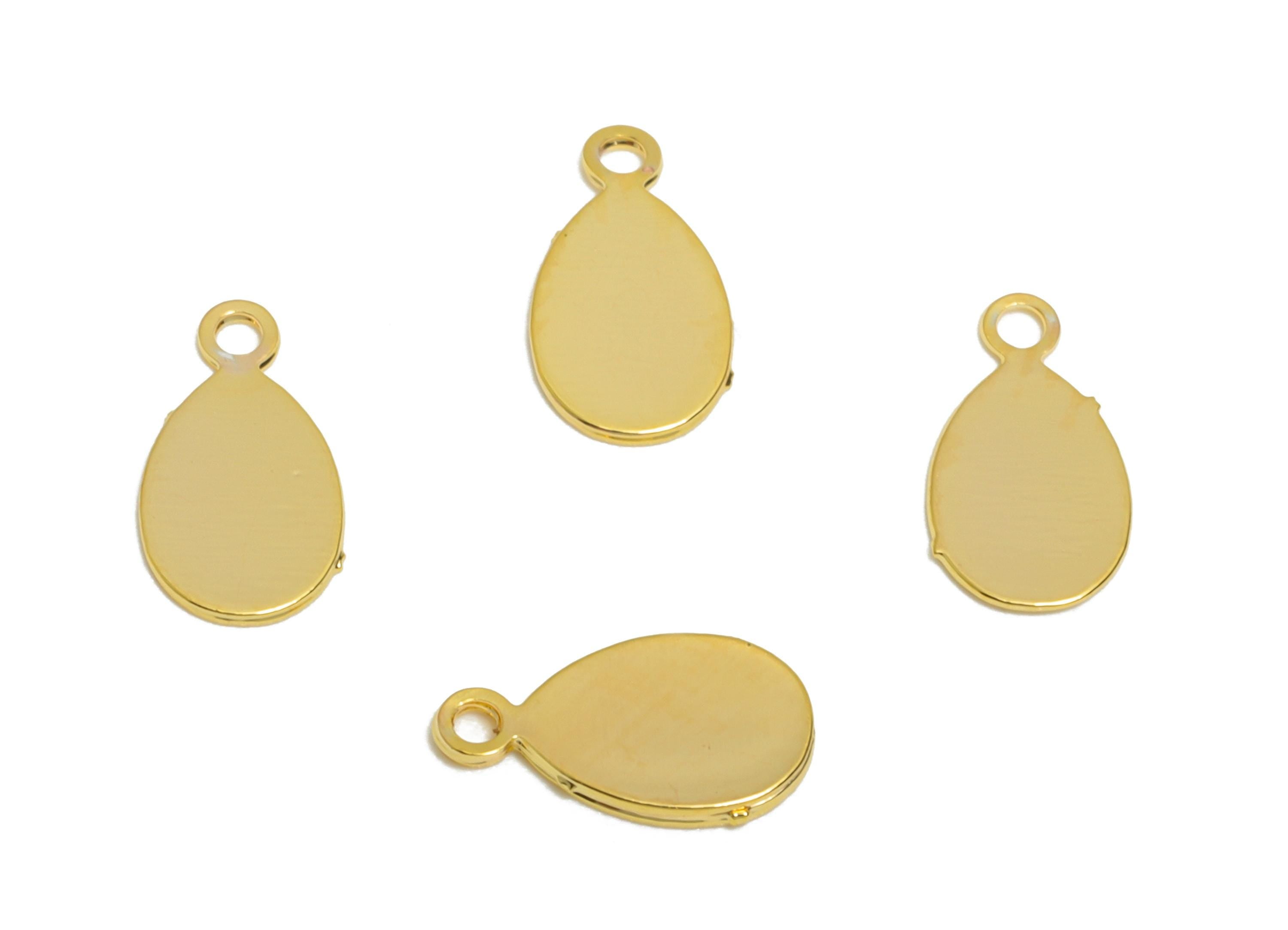 Gold Brass Drop Tag - Extender Chain Ends - Bracelet Chain Ends Tags - Necklace End Tags - 18K Real Gold Plated - 7.4x3.9x0.3mm -RGP11052 - DOMEDBAZAAR