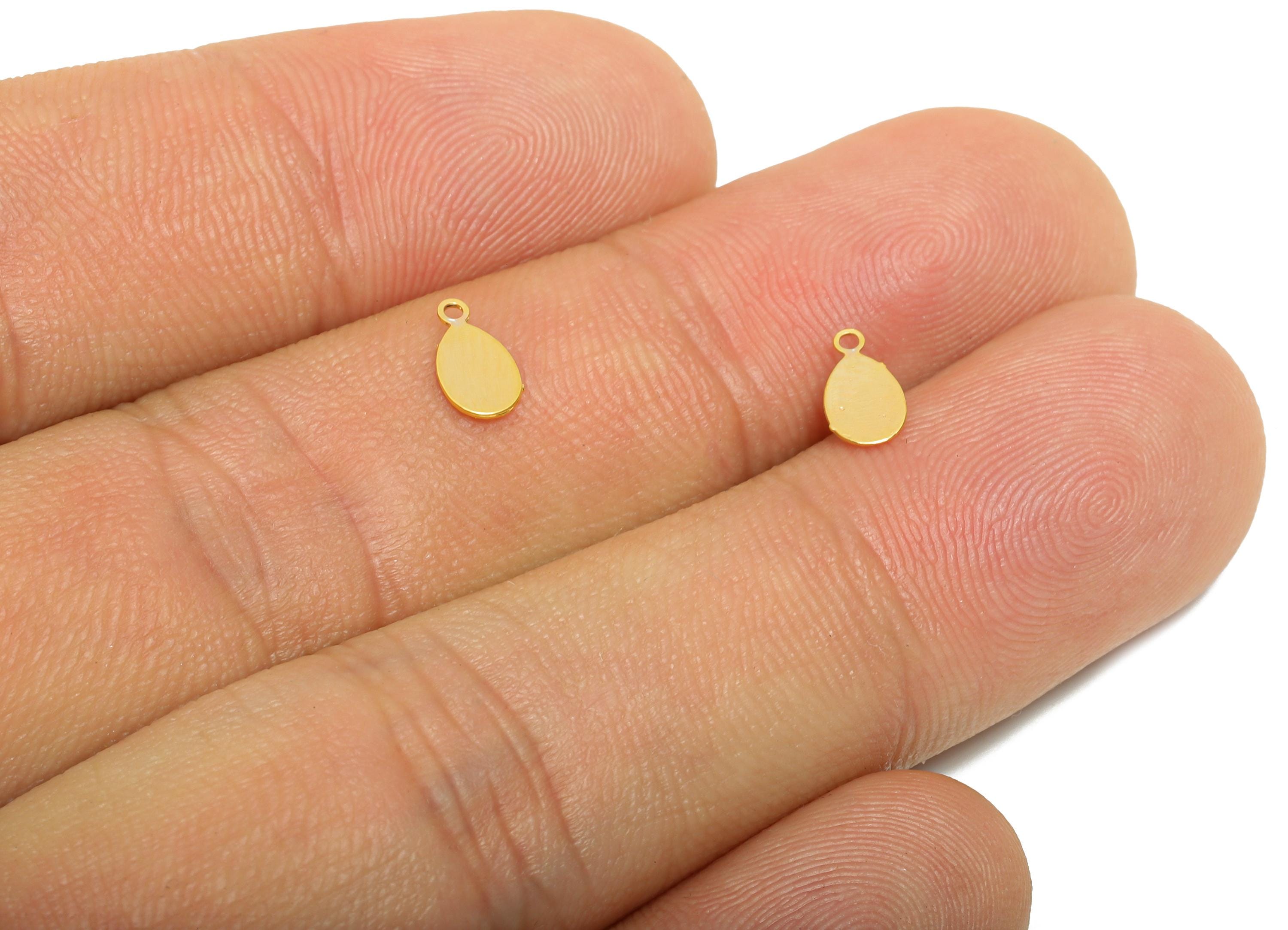 Gold Brass Drop Tag - Extender Chain Ends - Bracelet Chain Ends Tags - Necklace End Tags - 18K Real Gold Plated - 7.4x3.9x0.3mm -RGP11052 - DOMEDBAZAAR