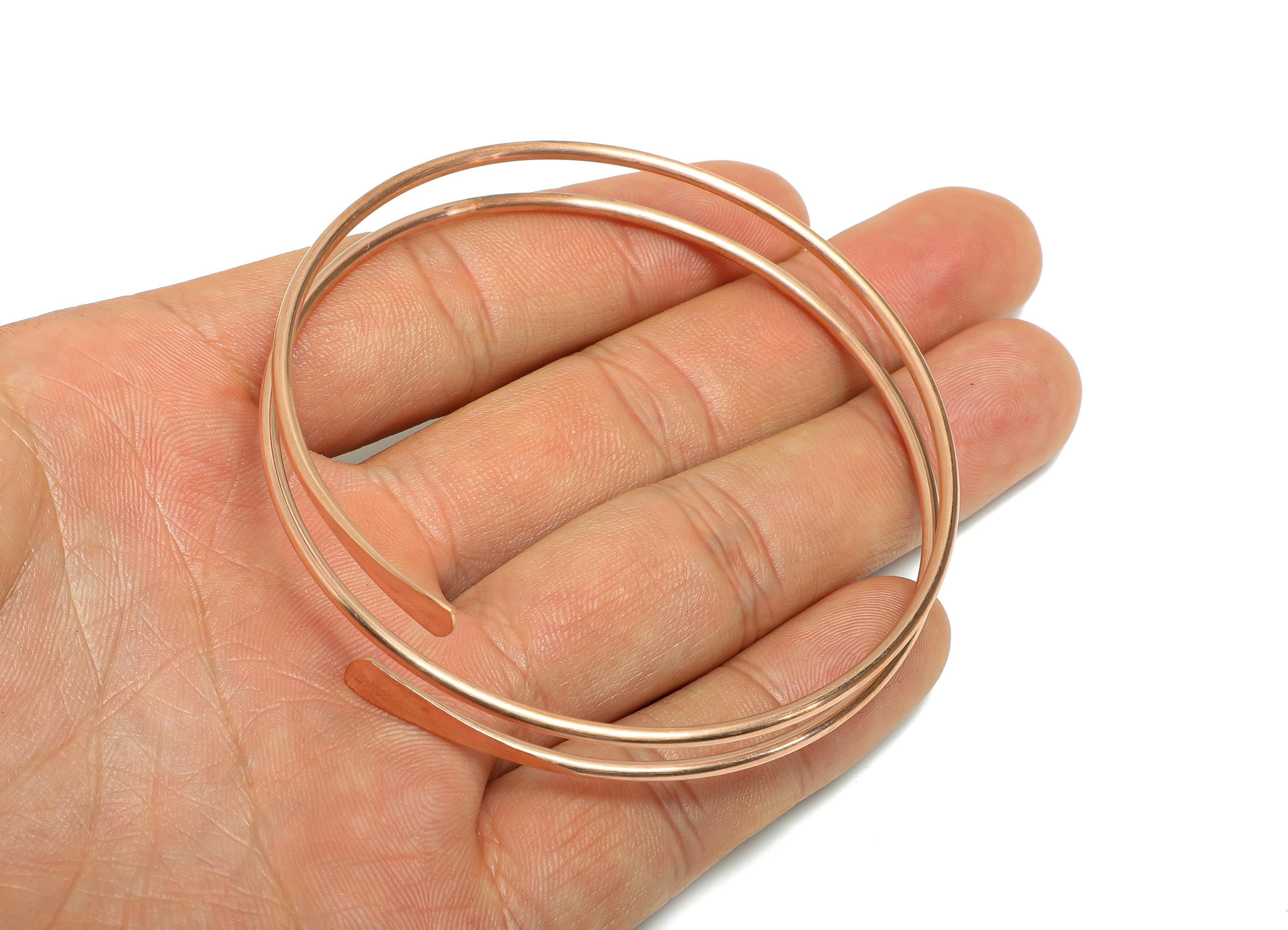 2mm Red Copper Hammered Bracelet - Adjustable Wrap Bracelet - Open Wire Spiral Bangle - Handmade Jewelry Supplies - 69.4x70.3x2mm - PP11435 - DOMEDBAZAAR
