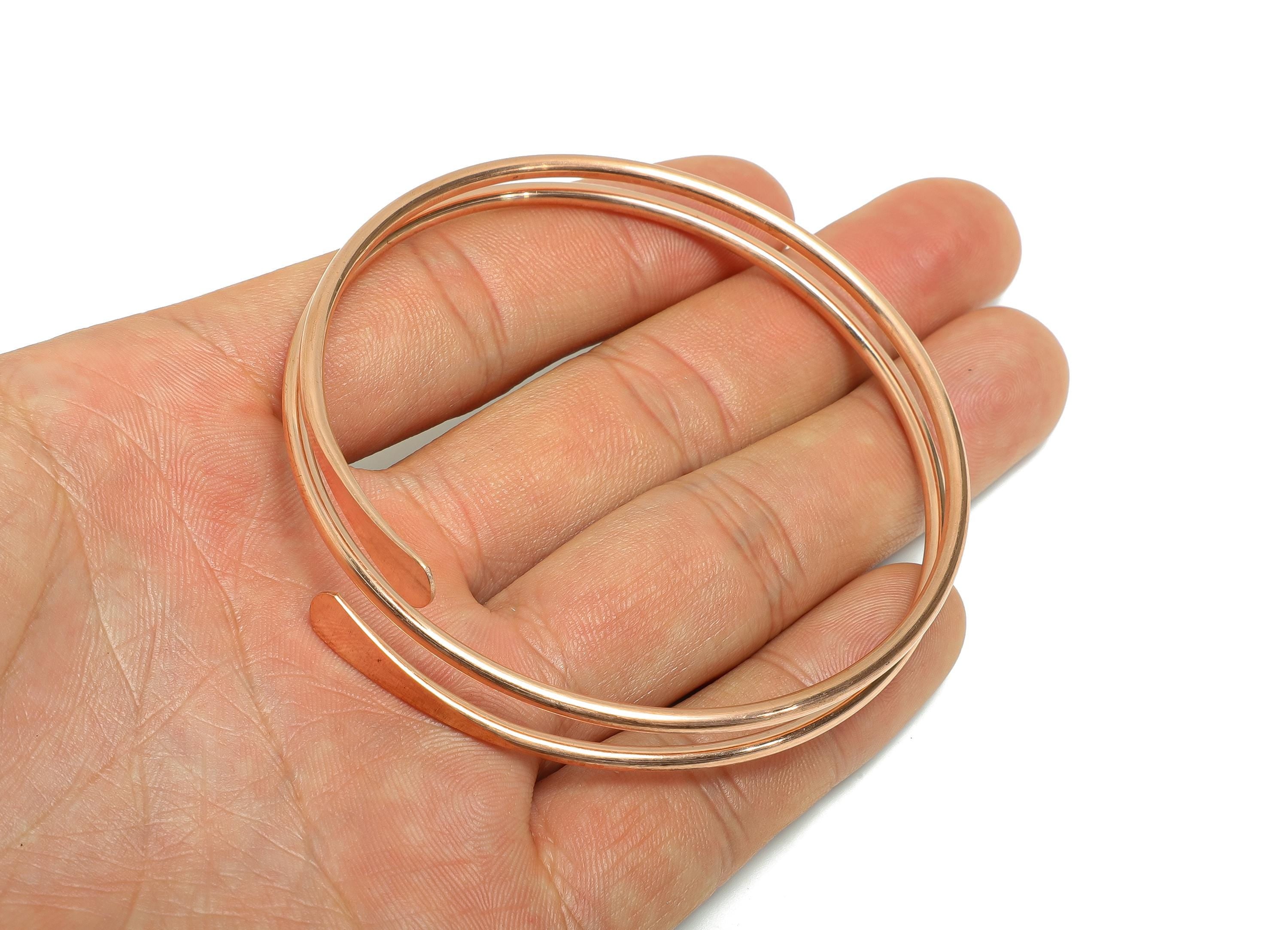 2.5mm Red Copper Hammered Bracelet - Adjustable Wrap Bracelet - Open Wire Spiral Bangle - Handmade Jewelry Supplies - 69x69x2.8mm - PP11440 - DOMEDBAZAAR