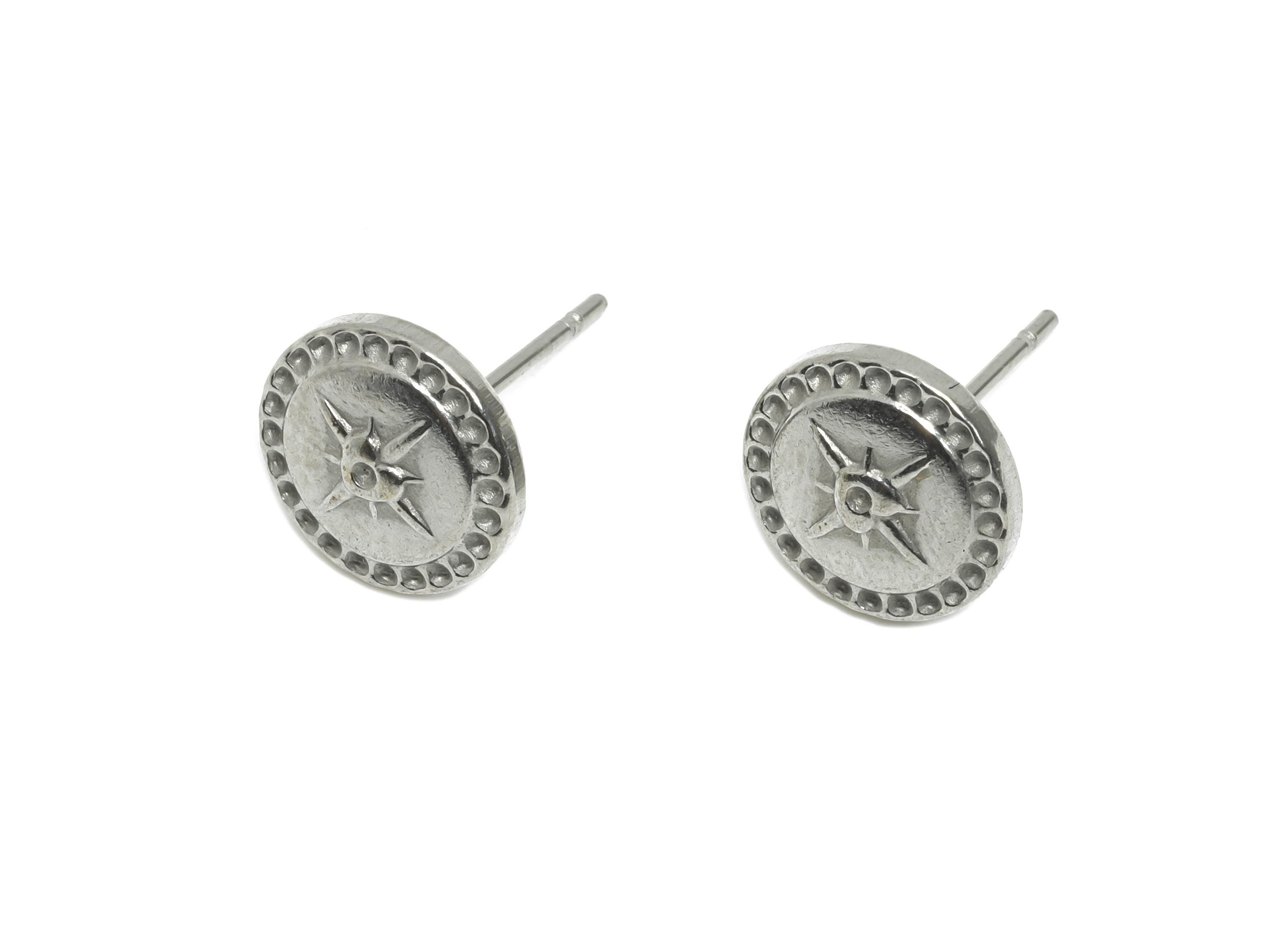 Steel Star Stud Earring - Steel Celestial Star Stud Earrings - Bold North Star Earrings - Rocker Style Earring Stud - 10x10x1.87mm -SS2718 - DOMEDBAZAAR