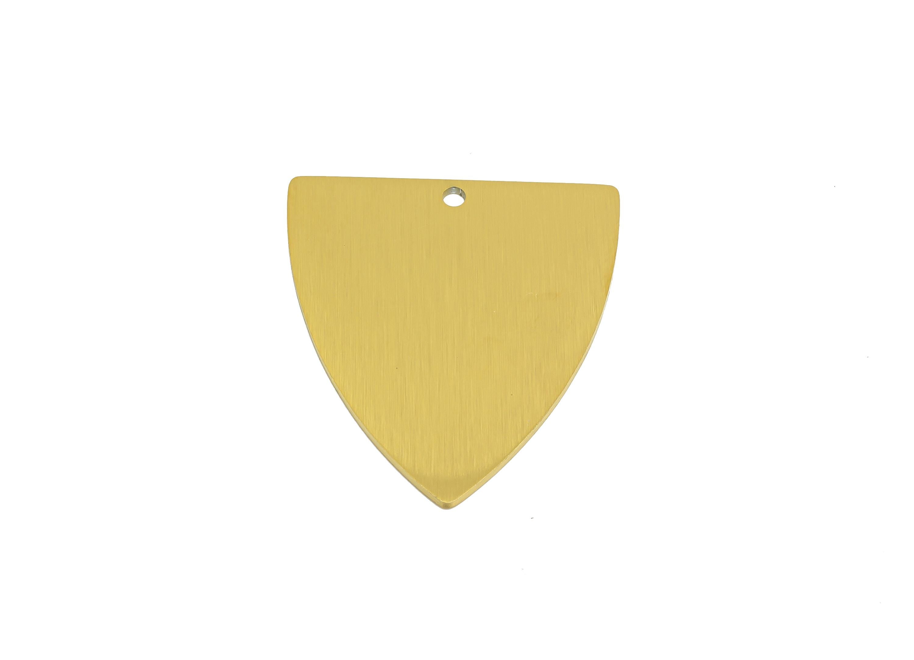 Steel Shield Charm - Textured Steel Geometric Pendant - Minimalist Metal DIY Jewelry Supply - Real Vacuum Plated - 27.6x24.8x0.9mm - SS2754 - DOMEDBAZAAR