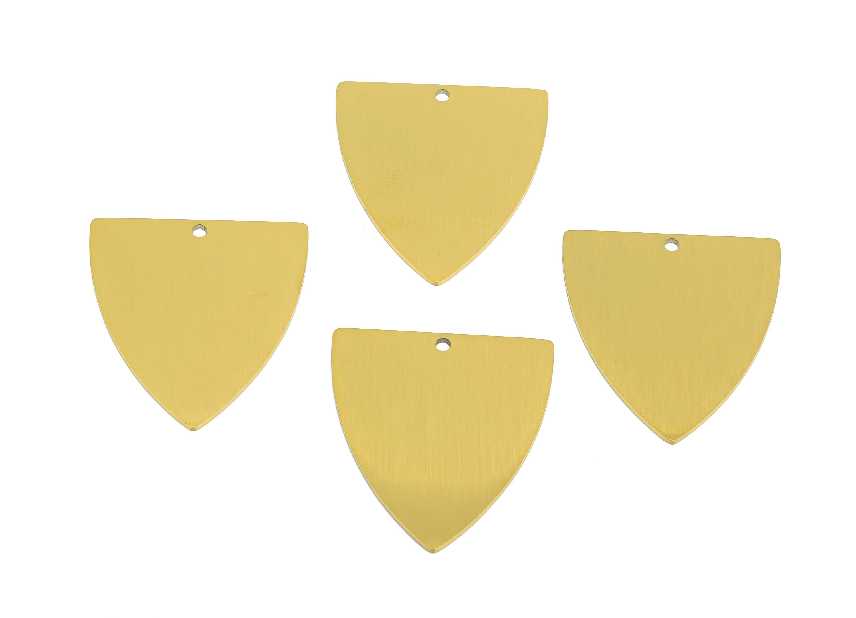 Steel Shield Charm - Textured Steel Geometric Pendant - Minimalist Metal DIY Jewelry Supply - Real Vacuum Plated - 27.6x24.8x0.9mm - SS2754 - DOMEDBAZAAR