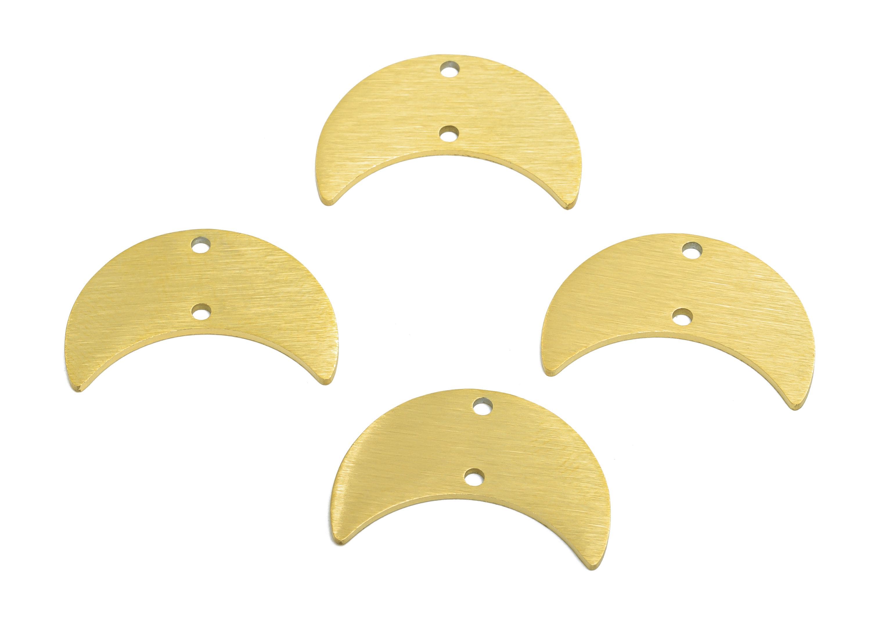 Steel Crescent Connector - Celestial Moon Jewelry Charm With 2 Holes - Gold Jewelry Findings - Real Vacuum Plated - 21.9x14.7x0.9mm - SS2755 - DOMEDBAZAAR