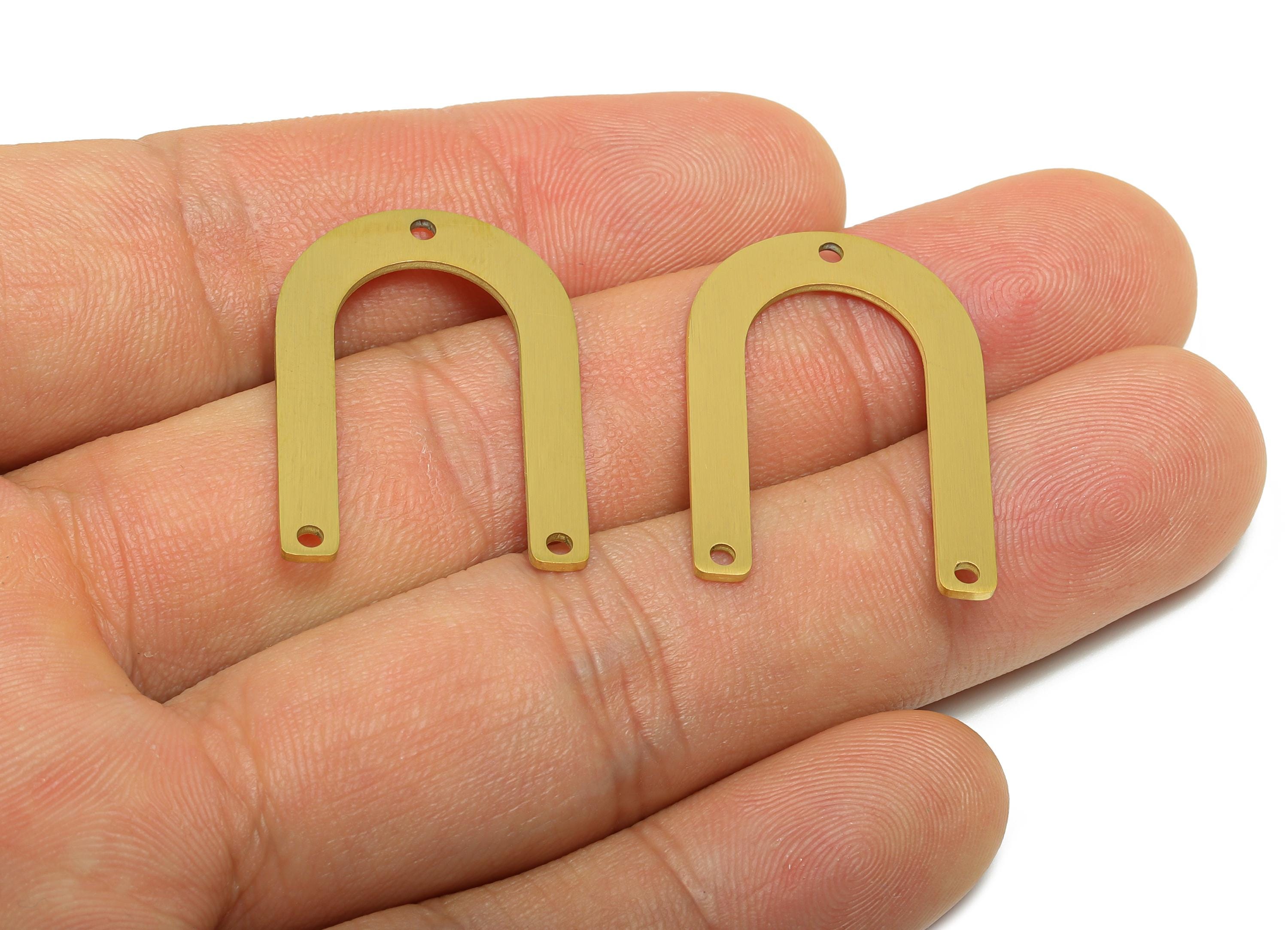 Gold Steel Horseshoe Connector - Steel Geometric U Shape Pendant - Minimalist Arch Pendant - Real Vacuum Plating - 28x19.7x0.9mm - SS2759 - DOMEDBAZAAR
