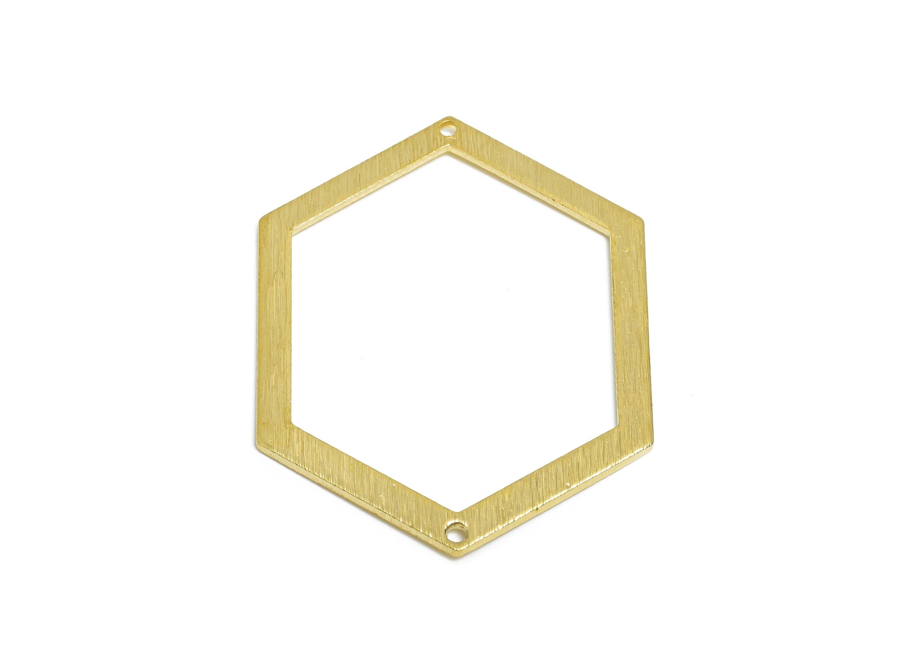 Brass Hexagon Connector - Brass Textured Hexagon Connector - Geometry Jewelry Finding - Textured Hexagon Jewelry - 38x29x1.07mm - RGP11404 - DOMEDBAZAAR