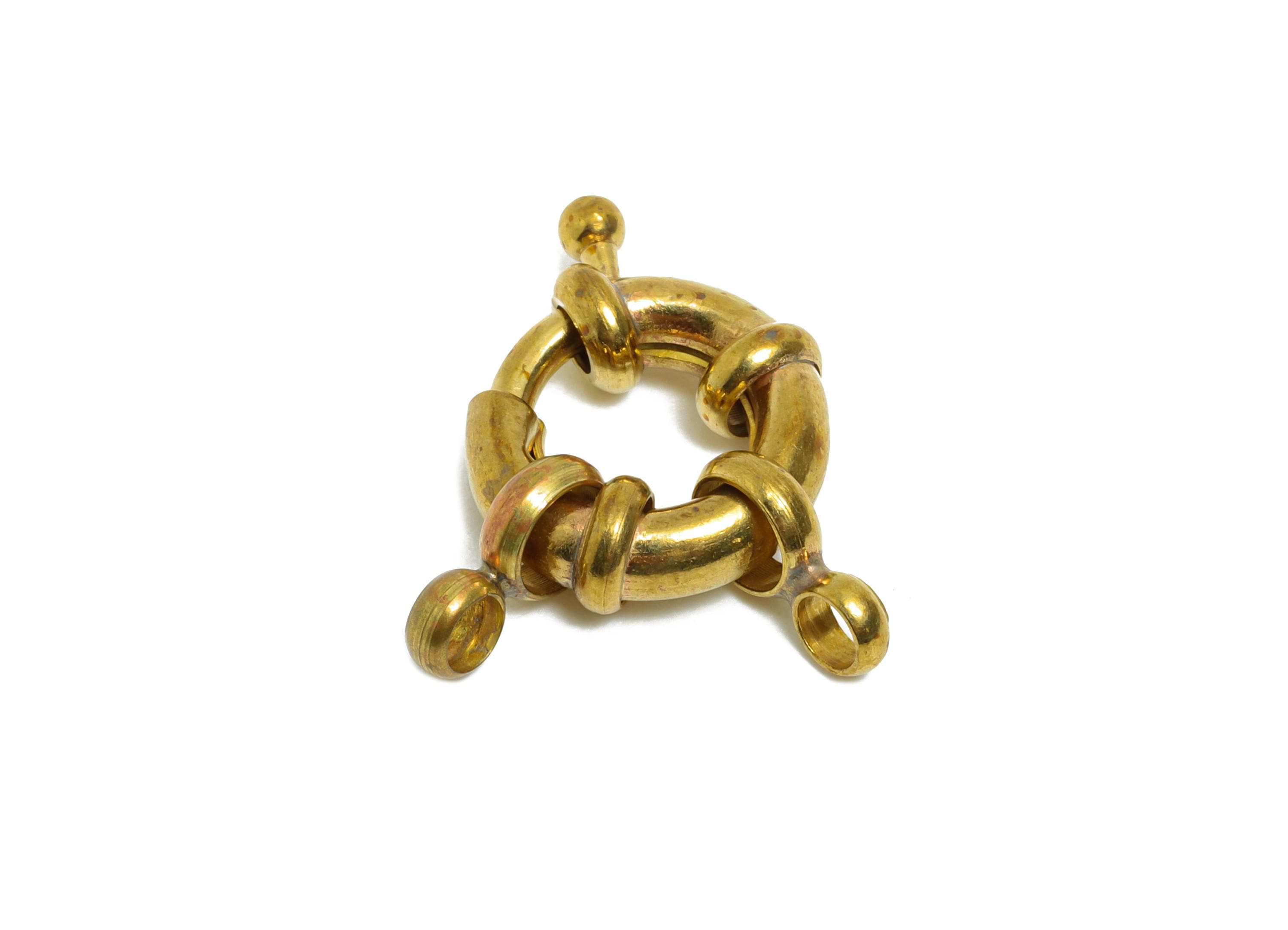 Raw Brass Round Spring Ring Clasp - Spring Ring Clasp with Loop - Chunky Lock Connector - Jewelry Making Supplies - 22x15.88x4.8mm - PP11424 - DOMEDBAZAAR