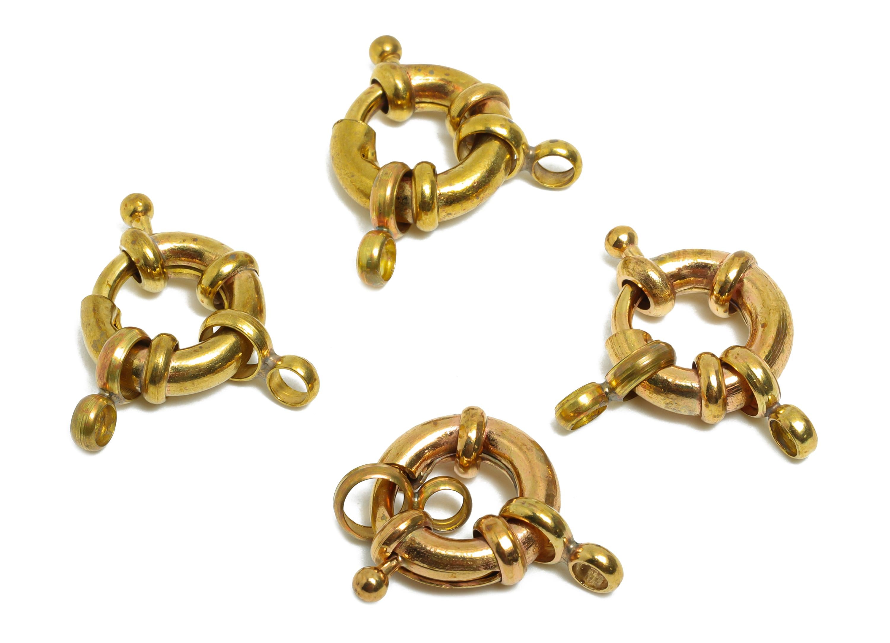 Raw Brass Round Spring Ring Clasp - Spring Ring Clasp with Loop - Chunky Lock Connector - Jewelry Making Supplies - 22x15.88x4.8mm - PP11424 - DOMEDBAZAAR