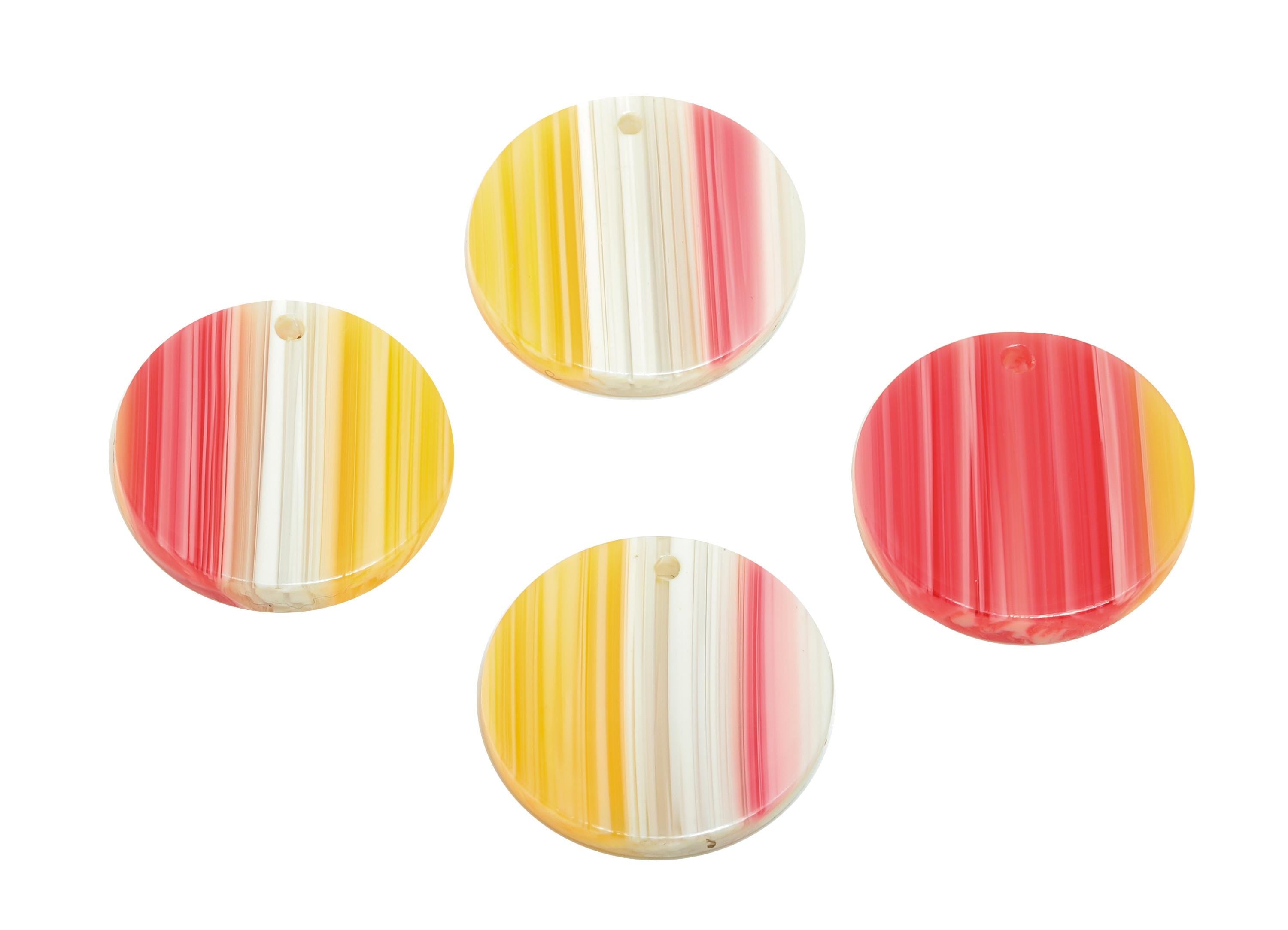 18mm Acetic Earring Charm - Striped Pendant - Rainbow Jewelry Component - DIY Jewelry Making - Summer Color Palette - 18x18x2mm-AC2695-A1075 - DOMEDBAZAAR
