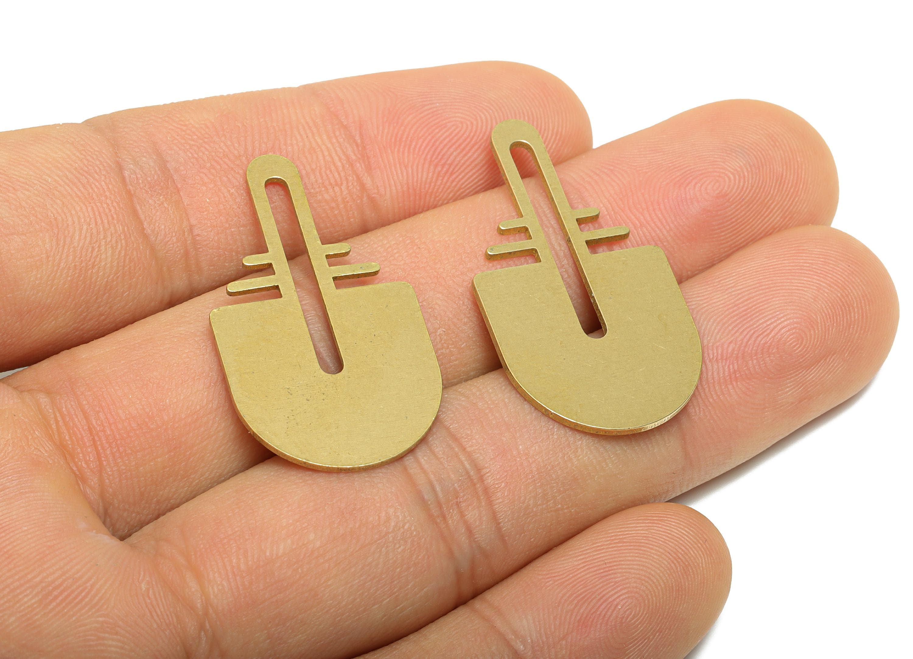 Brass Geometric Earring Charm - Raw Brass Abstract Metal Component - Unique Design Finding - Jewelry Supplies - 34.8x18.8x0.9mm - PP11497 - DOMEDBAZAAR