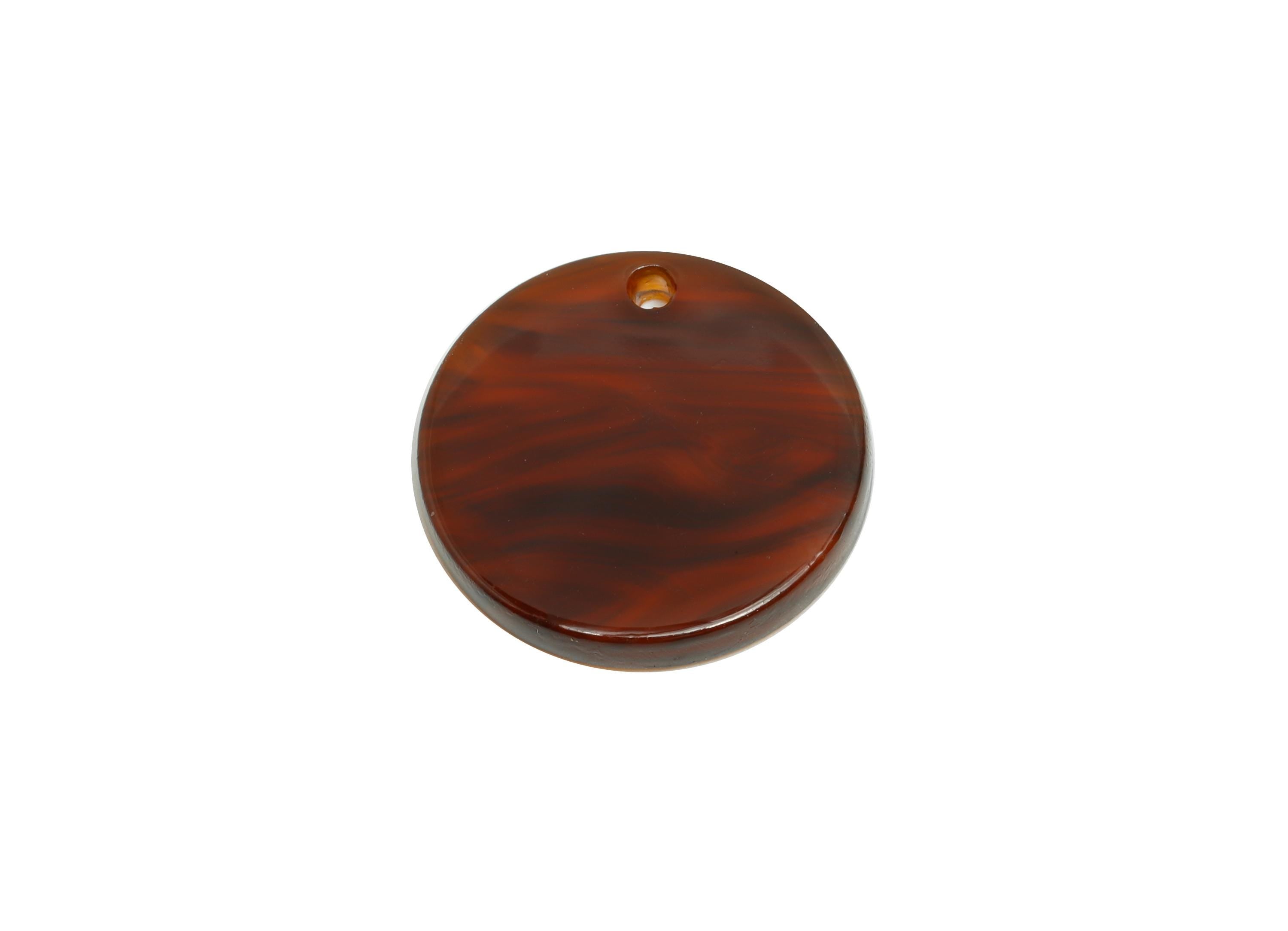 18mm Acetic Round Earring Charm - Brown Marbled Flat Pendant - Handmade Craft Supply - Boho Jewelry Finding - 18x18x2mm - AC2695-A1085 - DOMEDBAZAAR