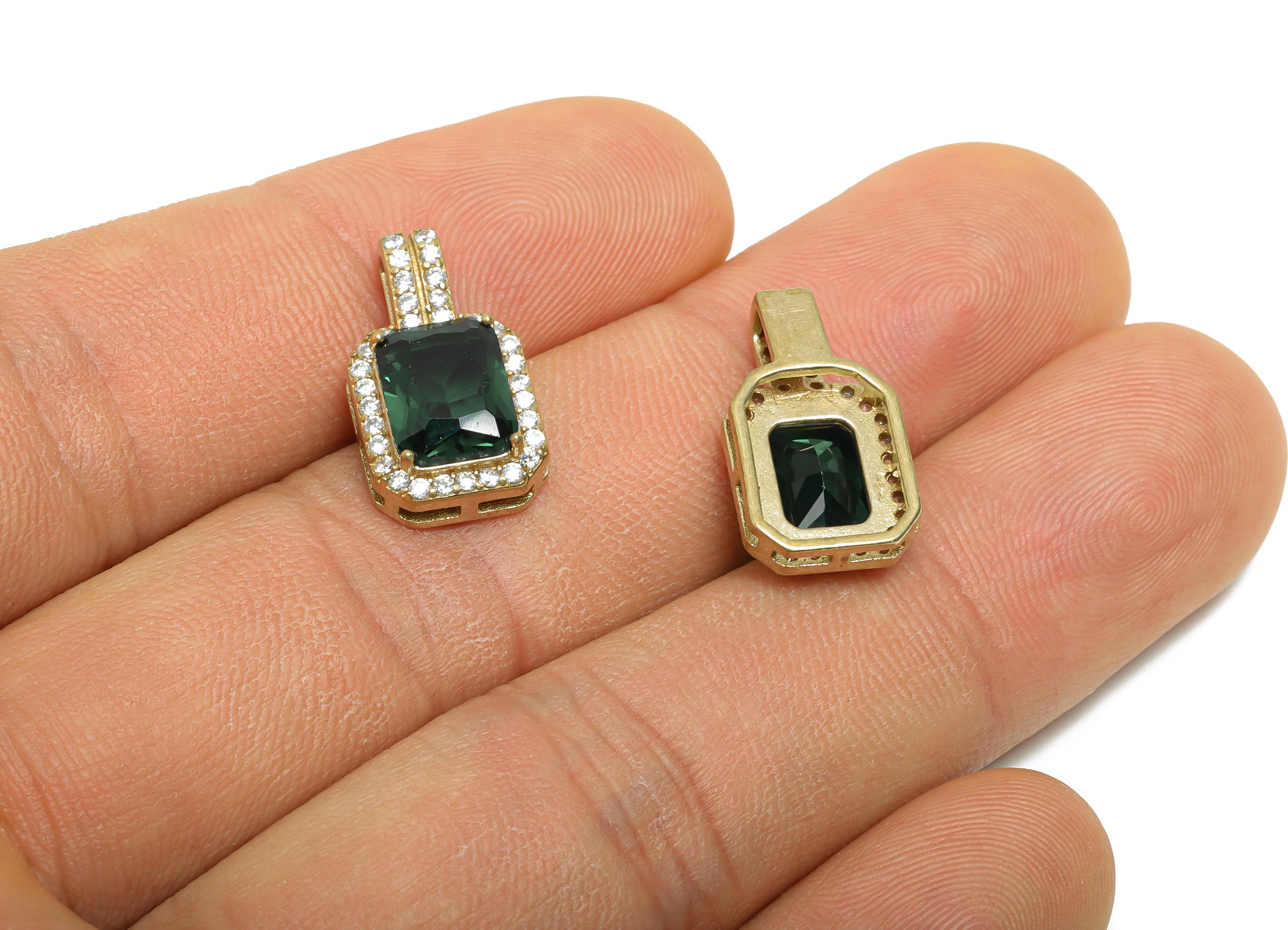 Dainty Geometric Zircon Pendant - Raw Brass Necklace Pendant with Zircon - Elegant Jewelry Finding - DIY Craft Making - 18x10x5.5mm -PP11455 - DOMEDBAZAAR