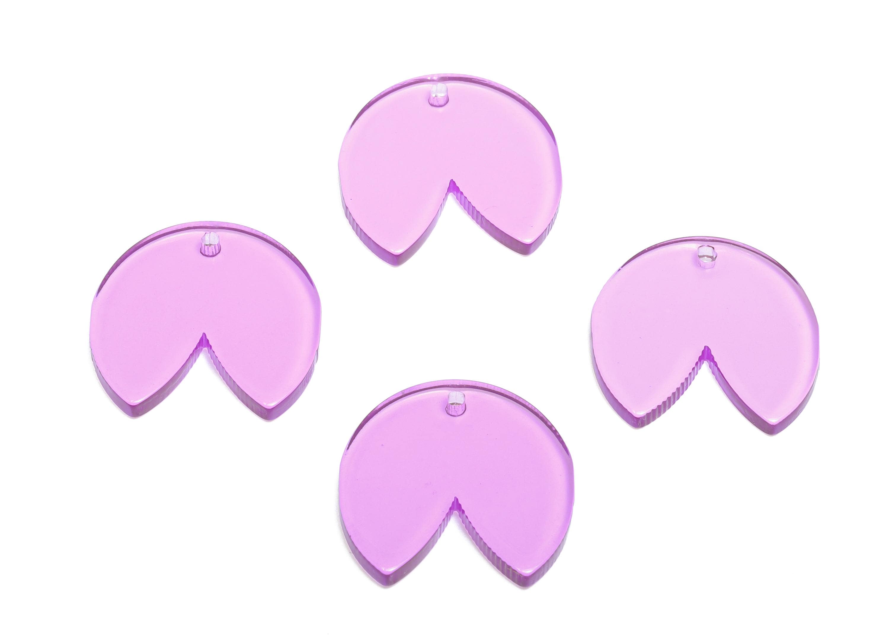 Lily Pad Shape Earring Charm - Modern Transparent Lightweight Acrylic Pendant - Handmade Jewelry Supply - 23.8x23.78x2.99mm - AC2700-A72 - DOMEDBAZAAR