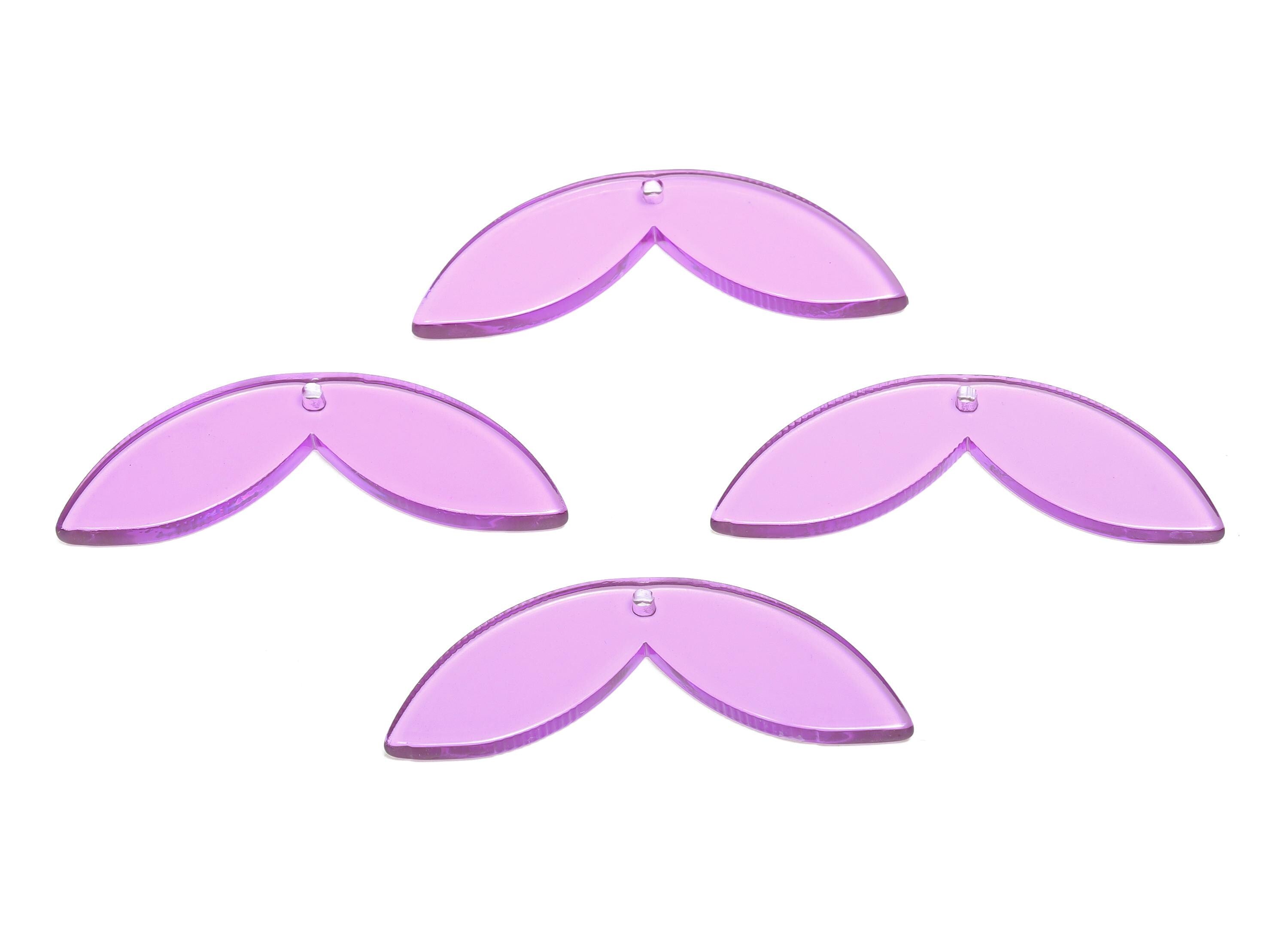 Acrylic Leaf Earring Charm - Transparent Lightweight Purple Pendant - Fashion Jewelry Supply - DIY Jewelry Part - 45x15x2.55mm - AC2701-A72 - DOMEDBAZAAR