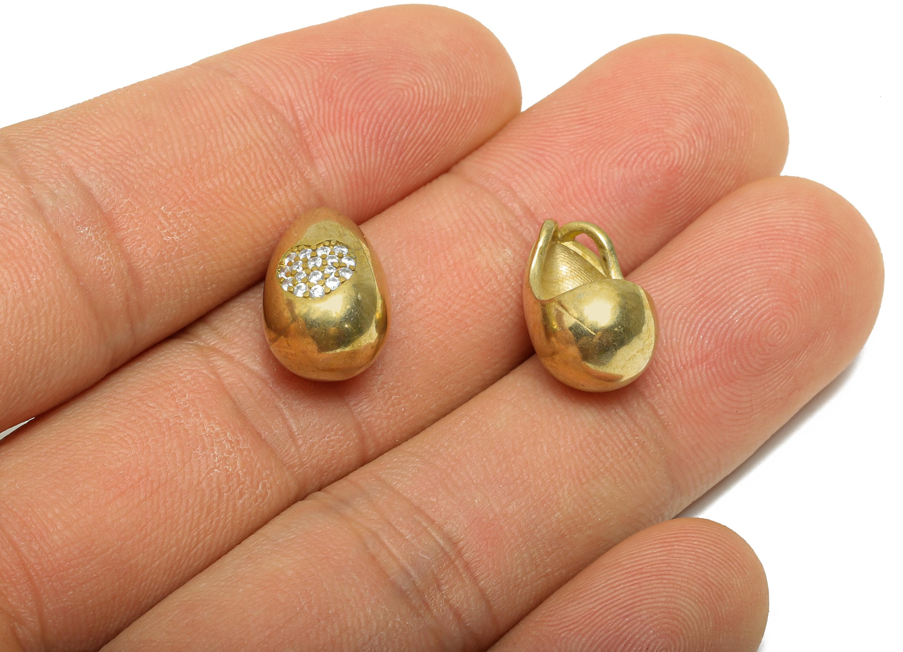 Brass CZ Heart Pendant - Rhinestone Teardrop Charm For Necklace - Cubic Zircon Romantic Jewelry - Modern Jewelry - 15x9x9mm - PP11461 - DOMEDBAZAAR