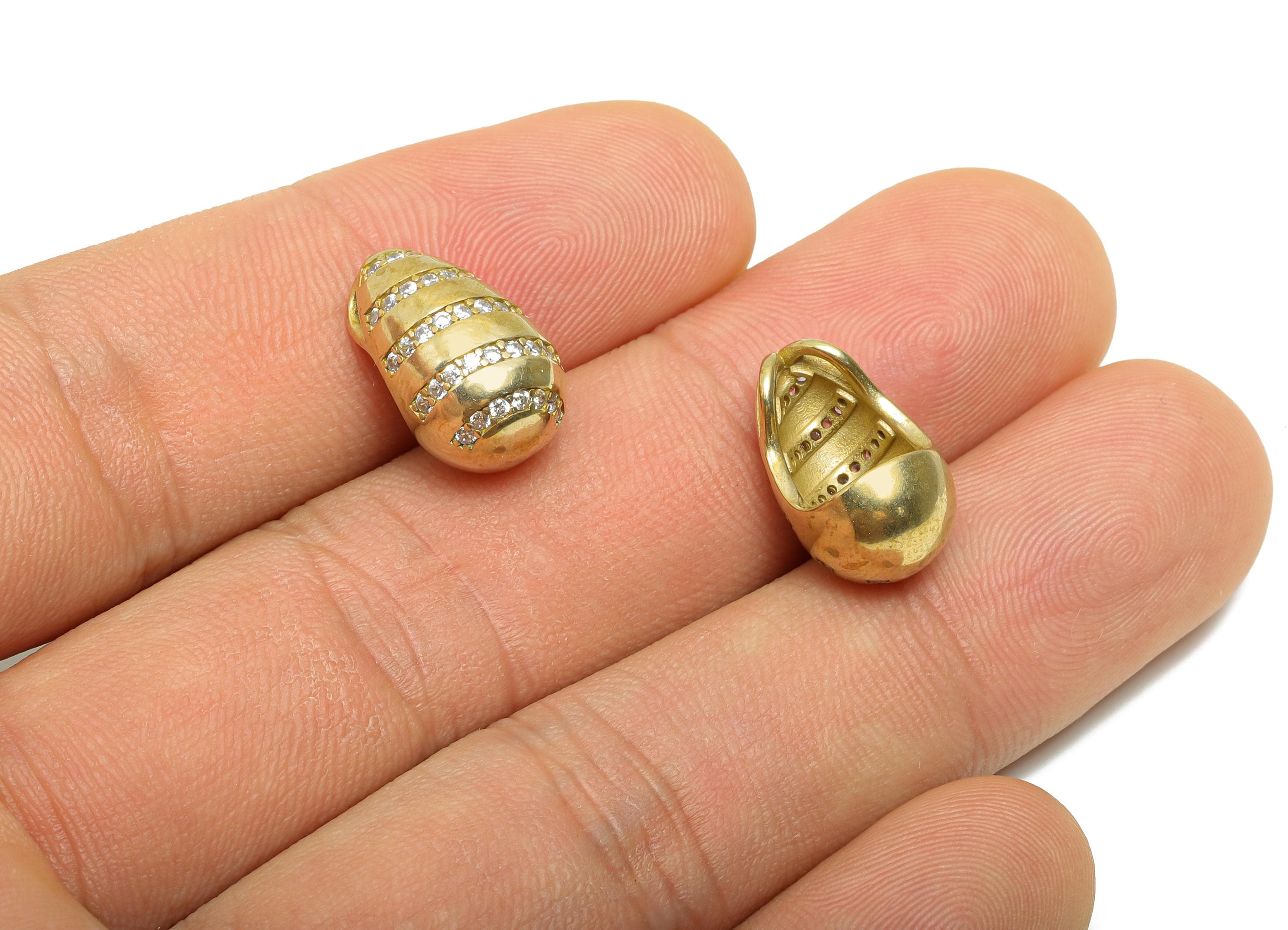 Brass CZ Teardrop Pendant - Brass Rhinestone Drop Charm For Necklace - Cubic Zircon Modern Jewelry -Geometry Pendant - 15x9x9.6mm - PP11460 - DOMEDBAZAAR