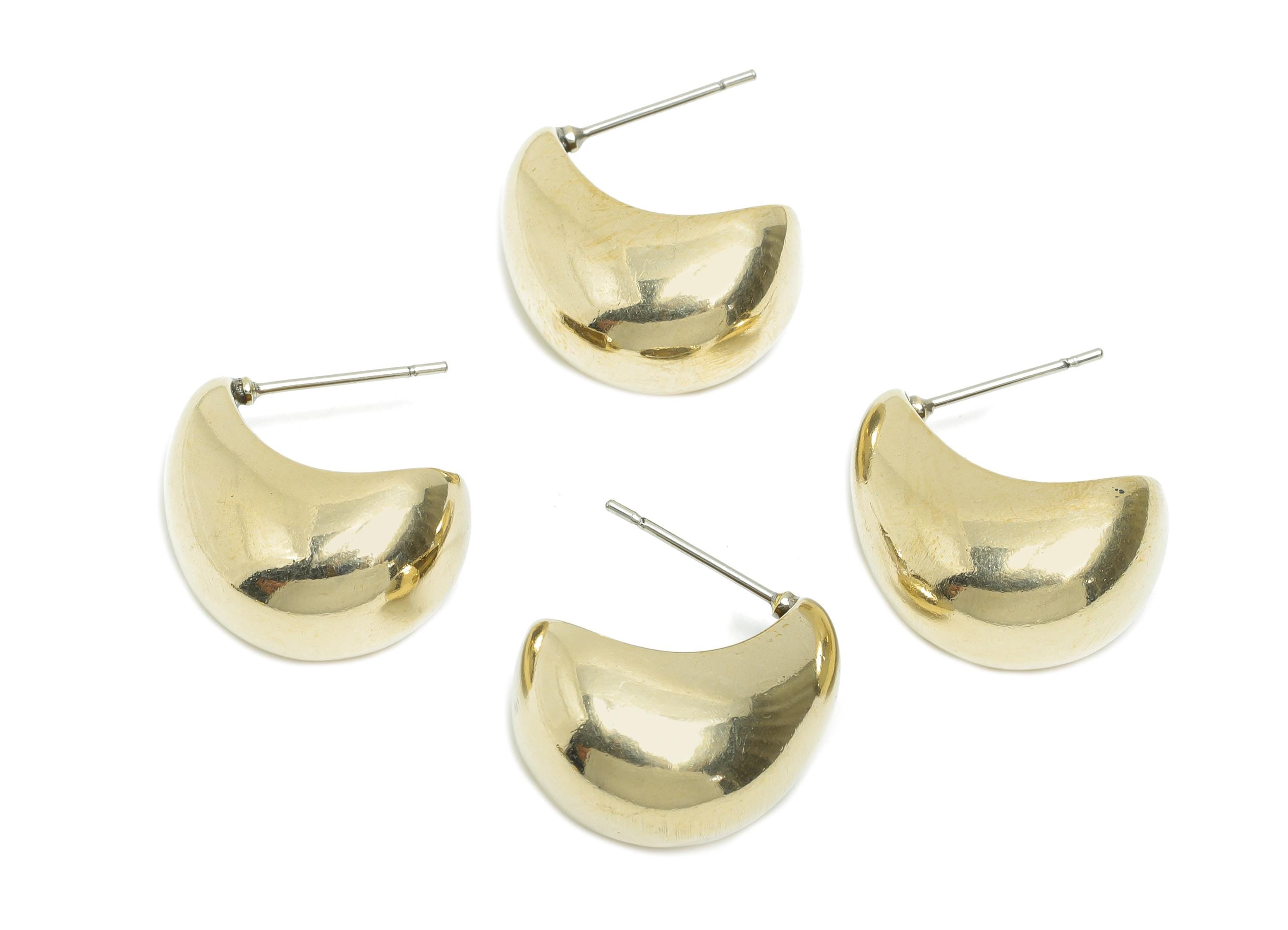 Brass Drop Earring Stud - Raw Brass Chunky Hoop Earrings - Brass Minimalist Drop Earring Stud - Crafting Jewelry - 19.29x16.6x10mm - PP11501 - DOMEDBAZAAR