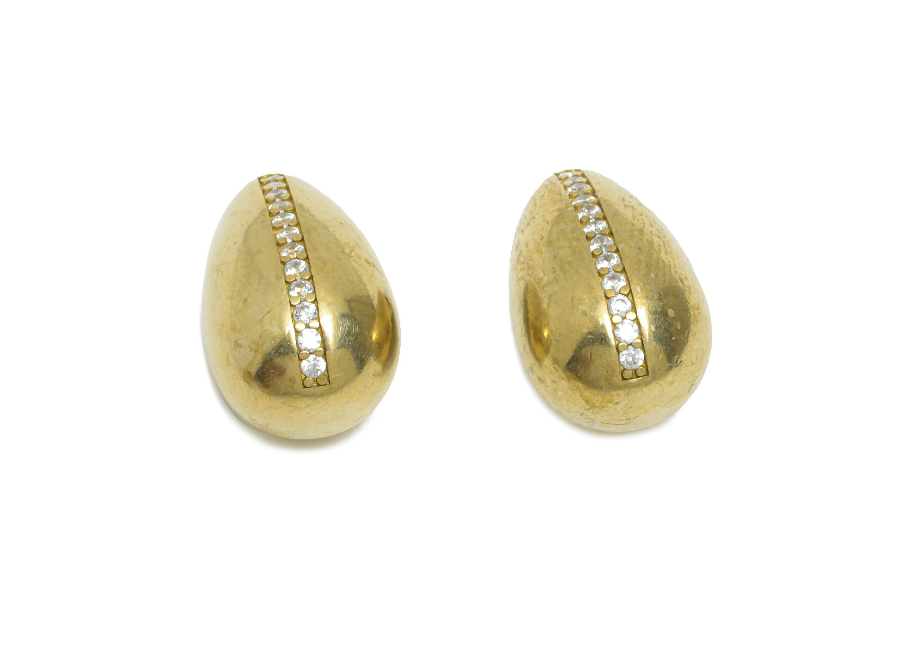 Brass CZ Drop Pendant - Brass Teardrop Charm For Necklace - Cubic Zircon Sparking Jewelry - Geometry Pendant - 15x9x9mm - PP11463 - DOMEDBAZAAR