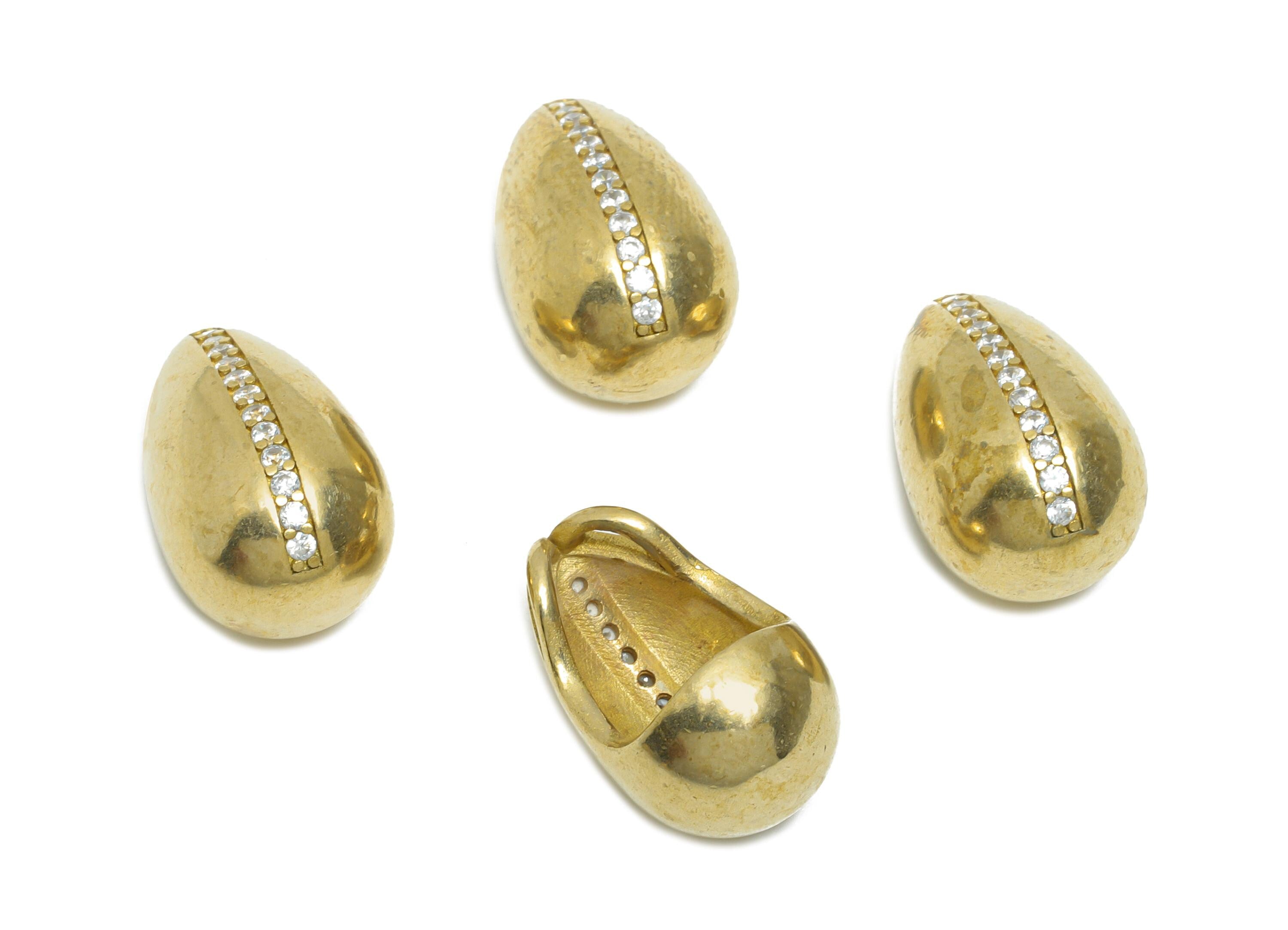 Brass CZ Drop Pendant - Brass Teardrop Charm For Necklace - Cubic Zircon Sparking Jewelry - Geometry Pendant - 15x9x9mm - PP11463 - DOMEDBAZAAR