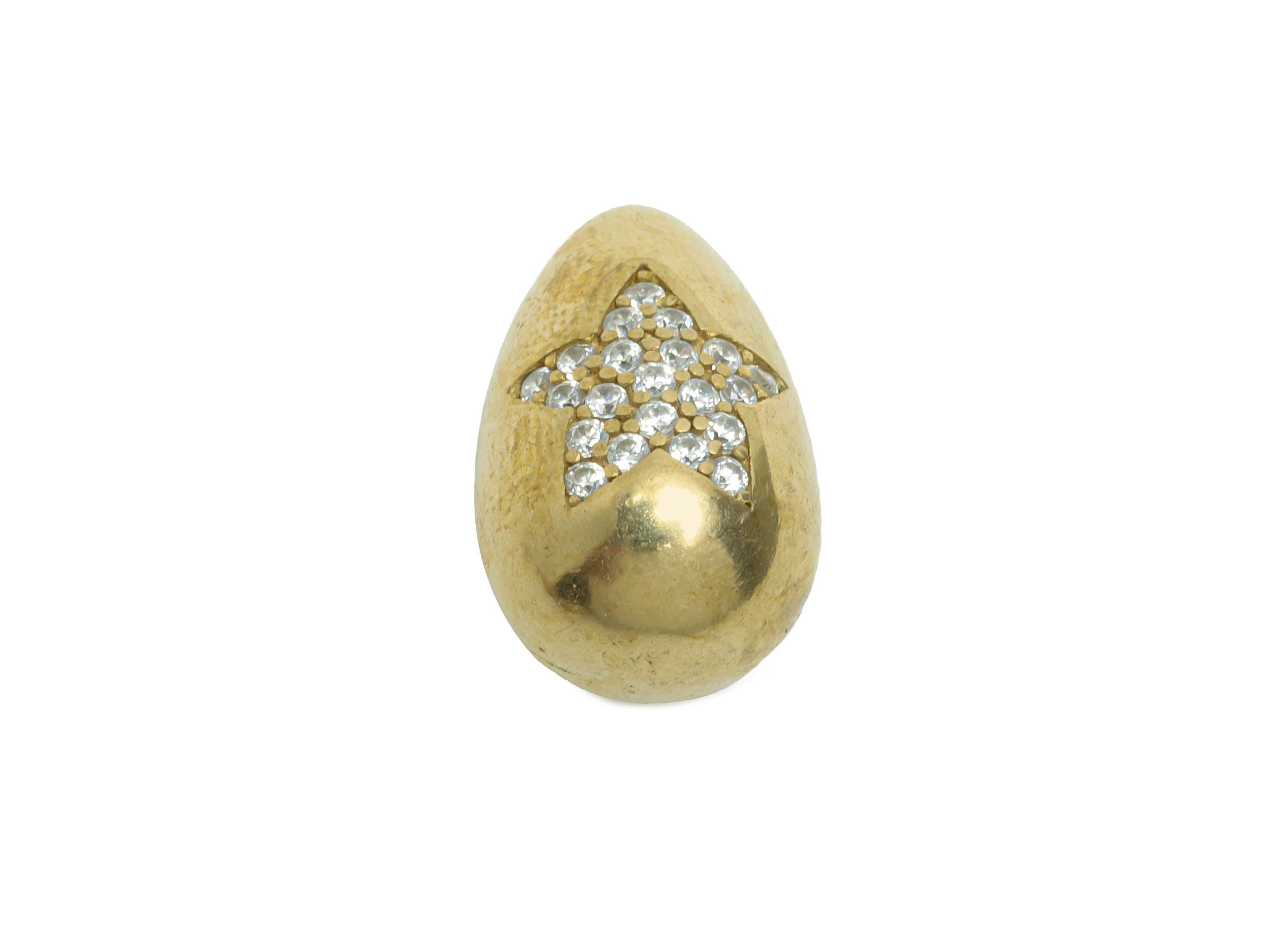 Raw Brass CZ Star Pendant - Brass Teardrop Charm For Necklace - Cubic Zircon Sparking Jewelry - Geometry Jewelry Charm - 15x9x9mm - PP11459 - DOMEDBAZAAR