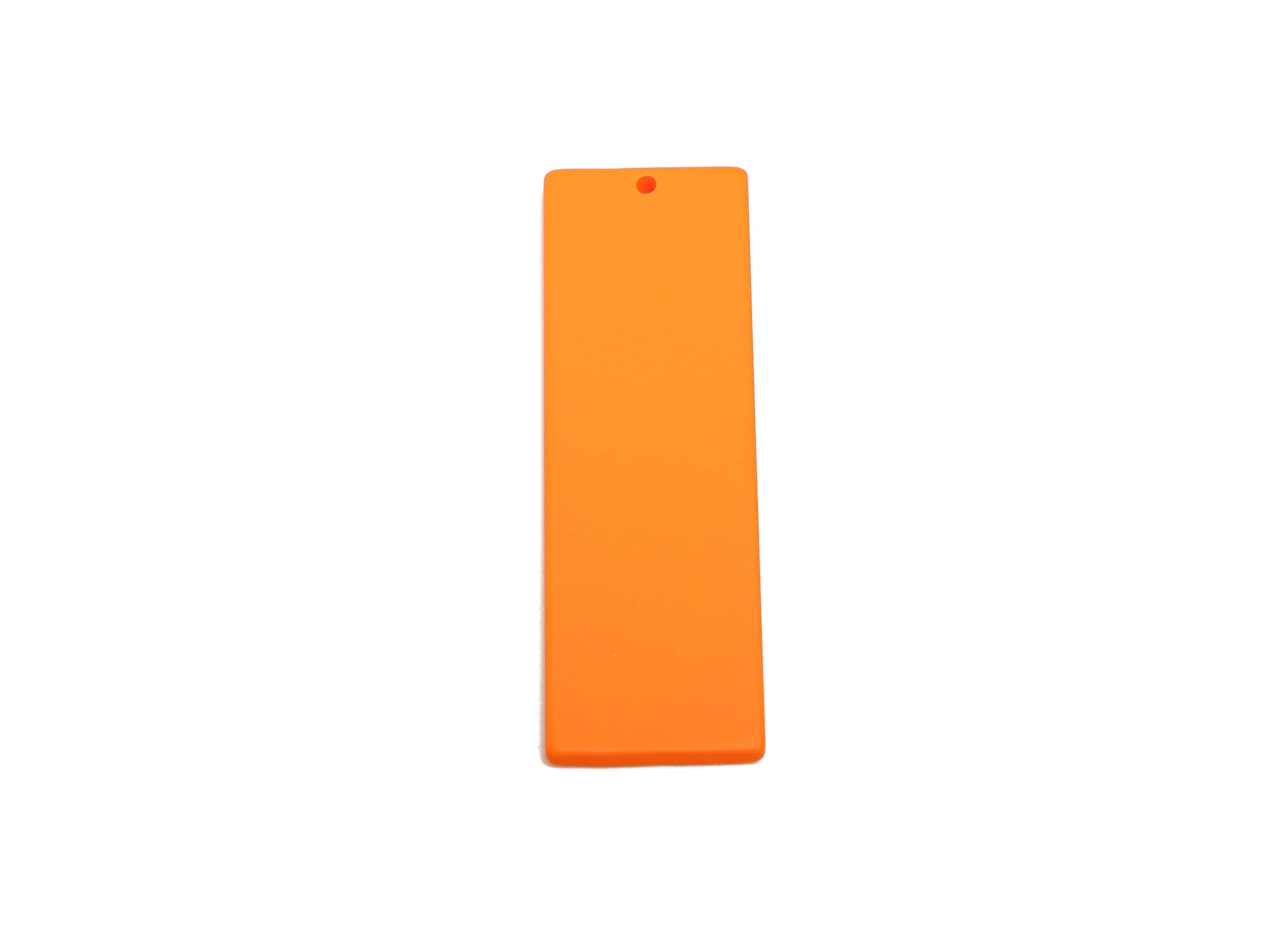 Acrylic Rectangle Earring Charm - Matte Orange Geometric Bar Pendant - Jewelry Supplies - Color Code: A1056 - 61x19.7x2.7mm - AC3665-A1056 - DOMEDBAZAAR