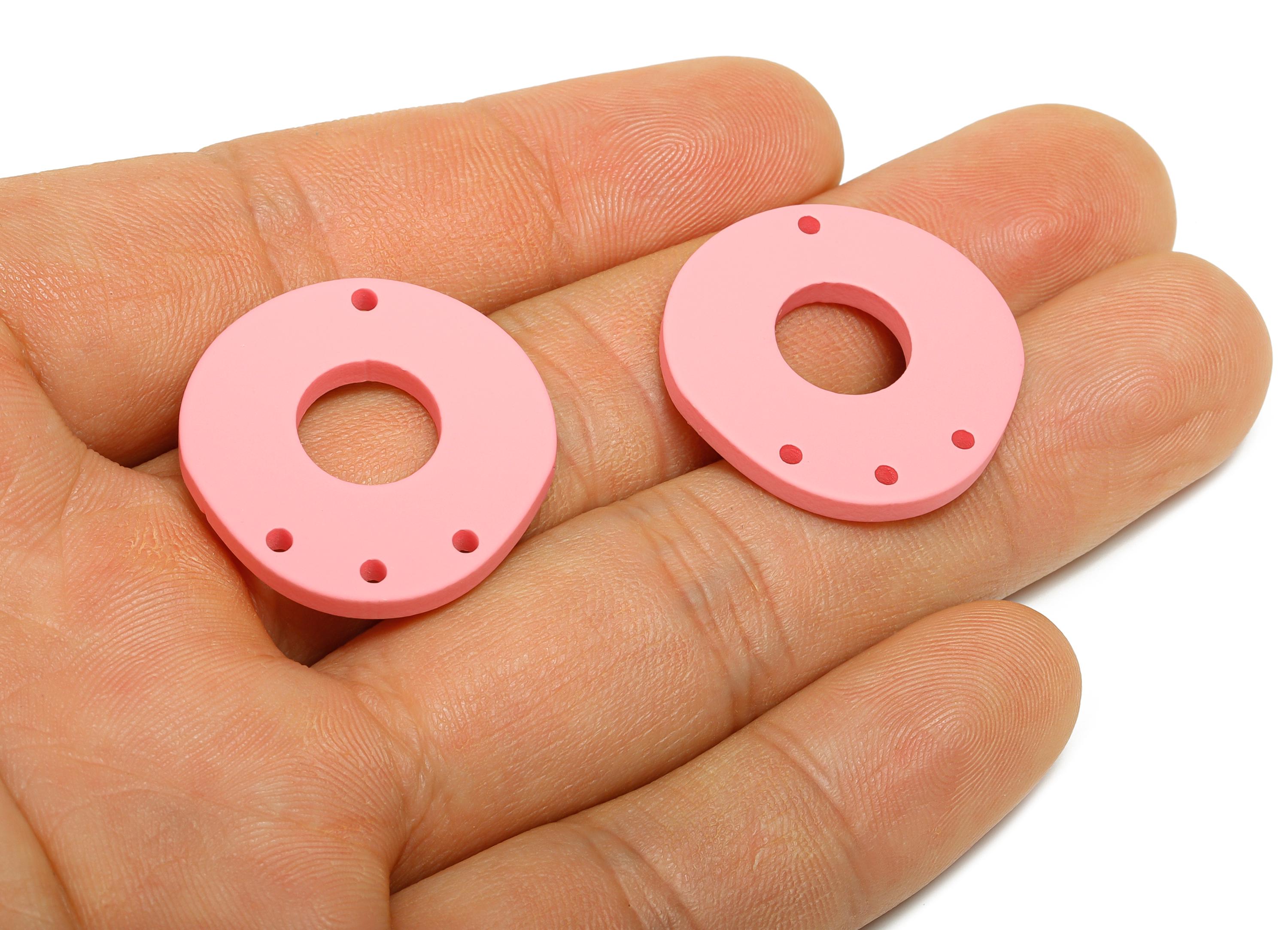 Acrylic Pink Connector - Matte Spacer Charm - Multi-hole Jewelry Finding - Modern Craft Base - Color Code:A1065 - 26x26x2mm-AC3675-A1065 - DOMEDBAZAAR