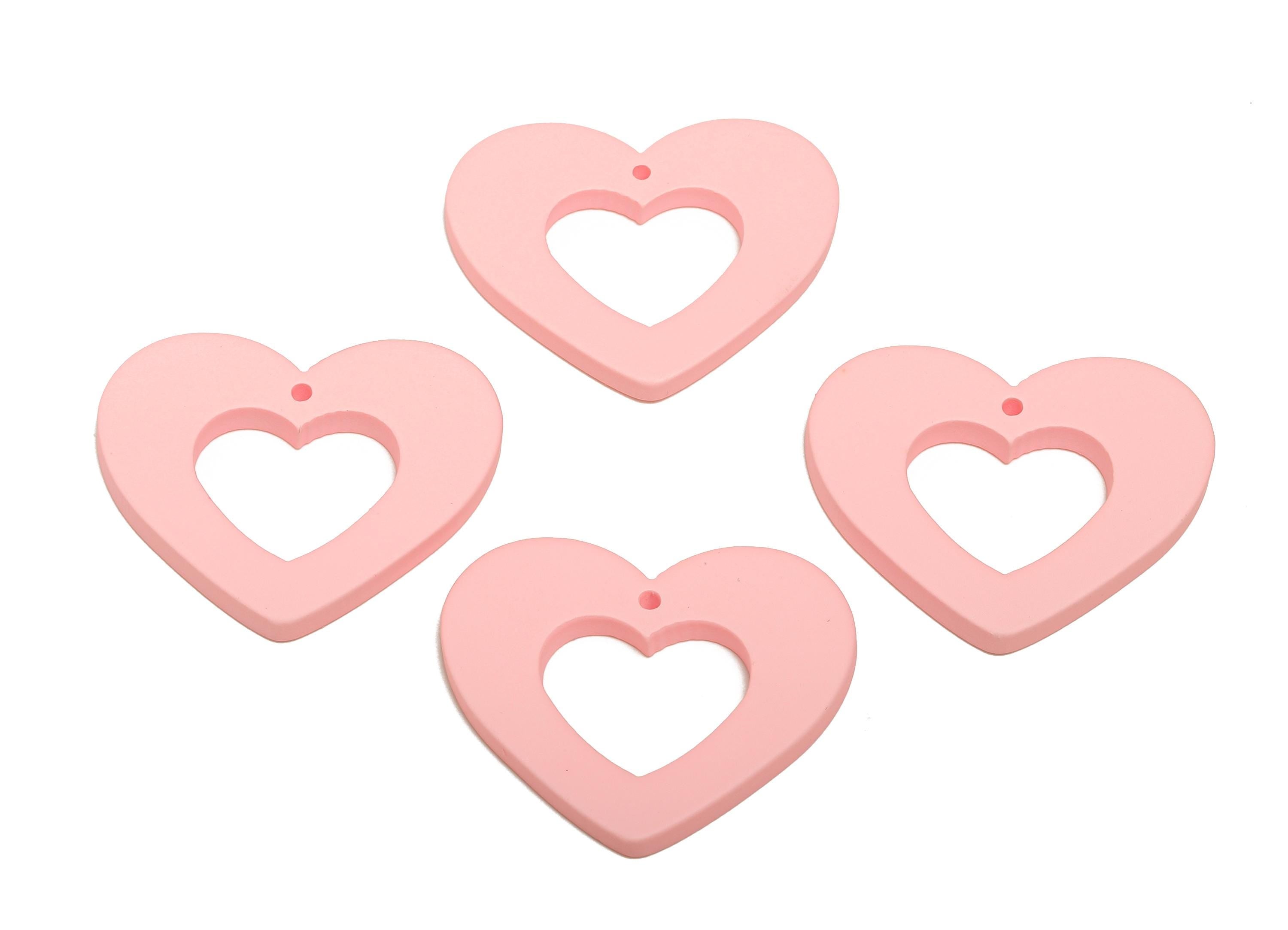 Acrylic Heart Earring Charm - Matte Heart Charm - DIY Lightweight Flat Heart Cut-out Craft Piece - Color Code:A1061 - 34x29x3mm-AC3667-A1061 - DOMEDBAZAAR