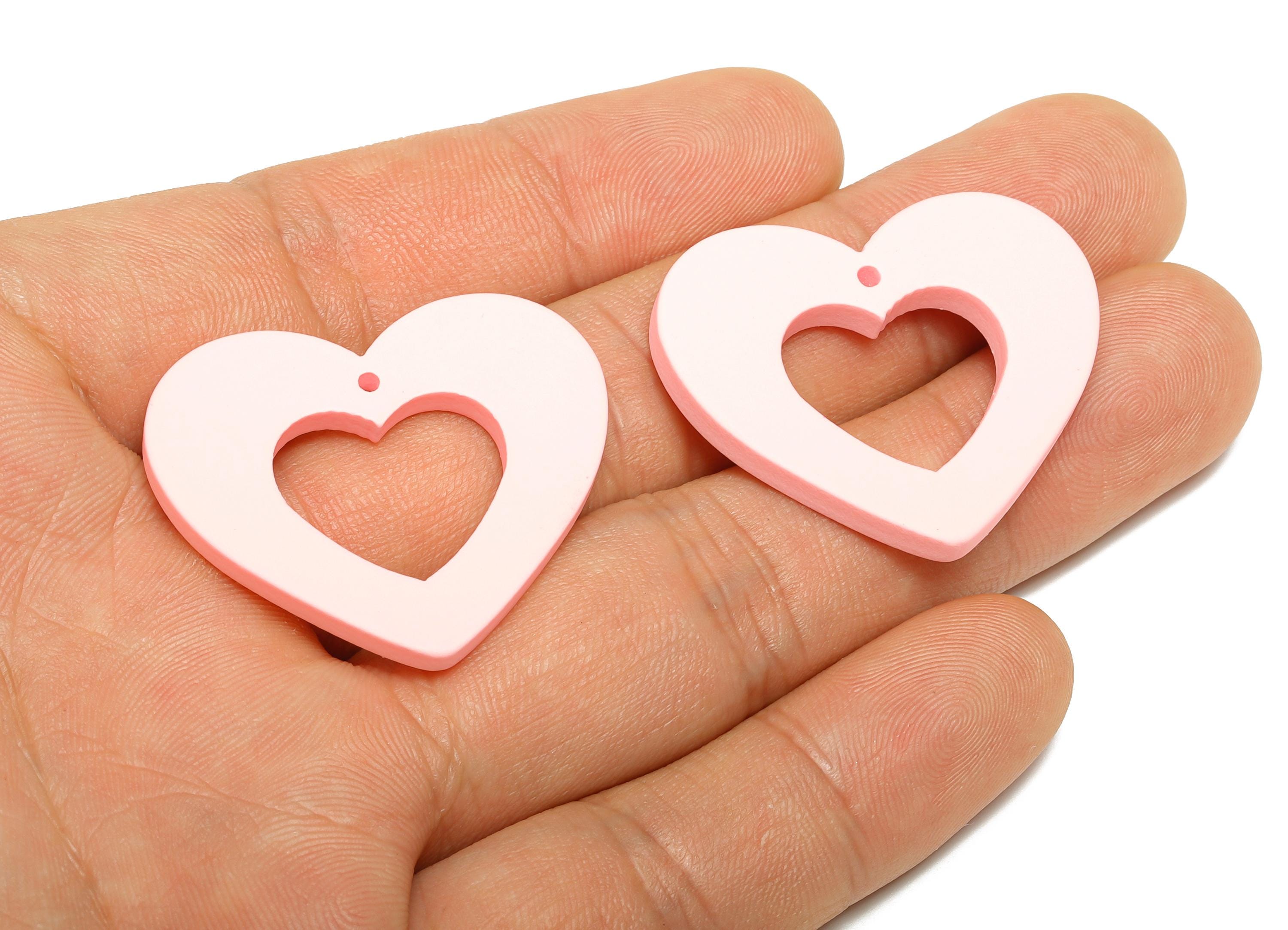 Acrylic Heart Earring Charm - Matte Heart Charm - DIY Lightweight Flat Heart Cut-out Craft Piece - Color Code:A1061 - 34x29x3mm-AC3667-A1061 - DOMEDBAZAAR