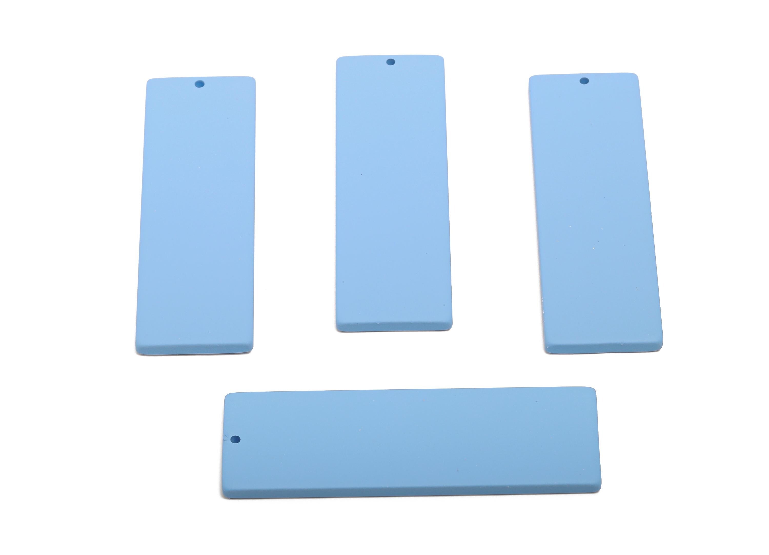 Acrylic Rectangle Earring Charm - Matte Blue Geometric Bar Pendant - Jewelry Supplies - Color Code: A1059 - 61x19.7x2.7mm - AC3665-A1059 - DOMEDBAZAAR