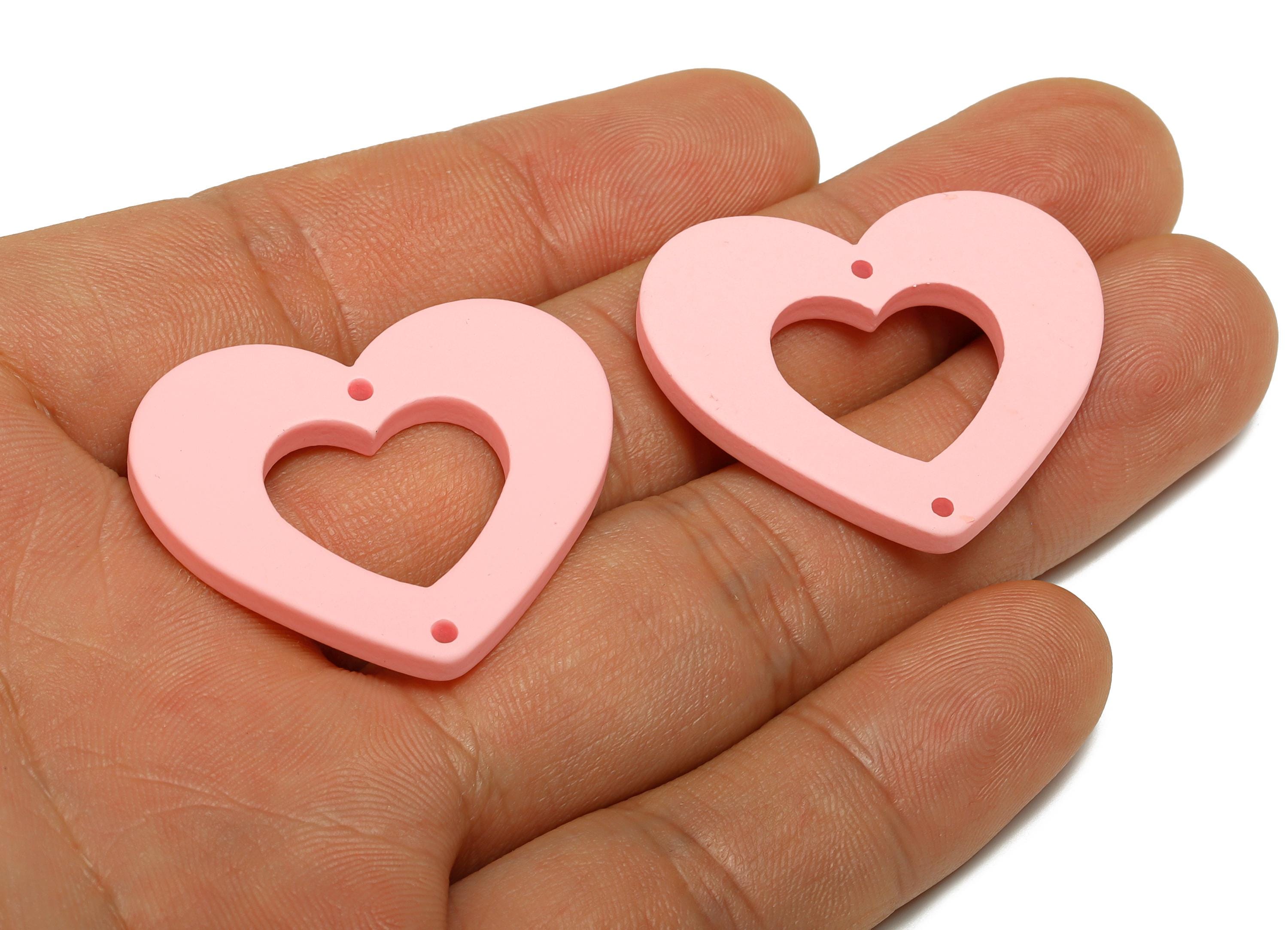 Acrylic Heart Connector - Matte Heart Charm - DIY Lightweight Flat Heart Cut-out Craft Piece - Color Code:A1061 - 34x29x3mm-AC3668-A1061 - DOMEDBAZAAR