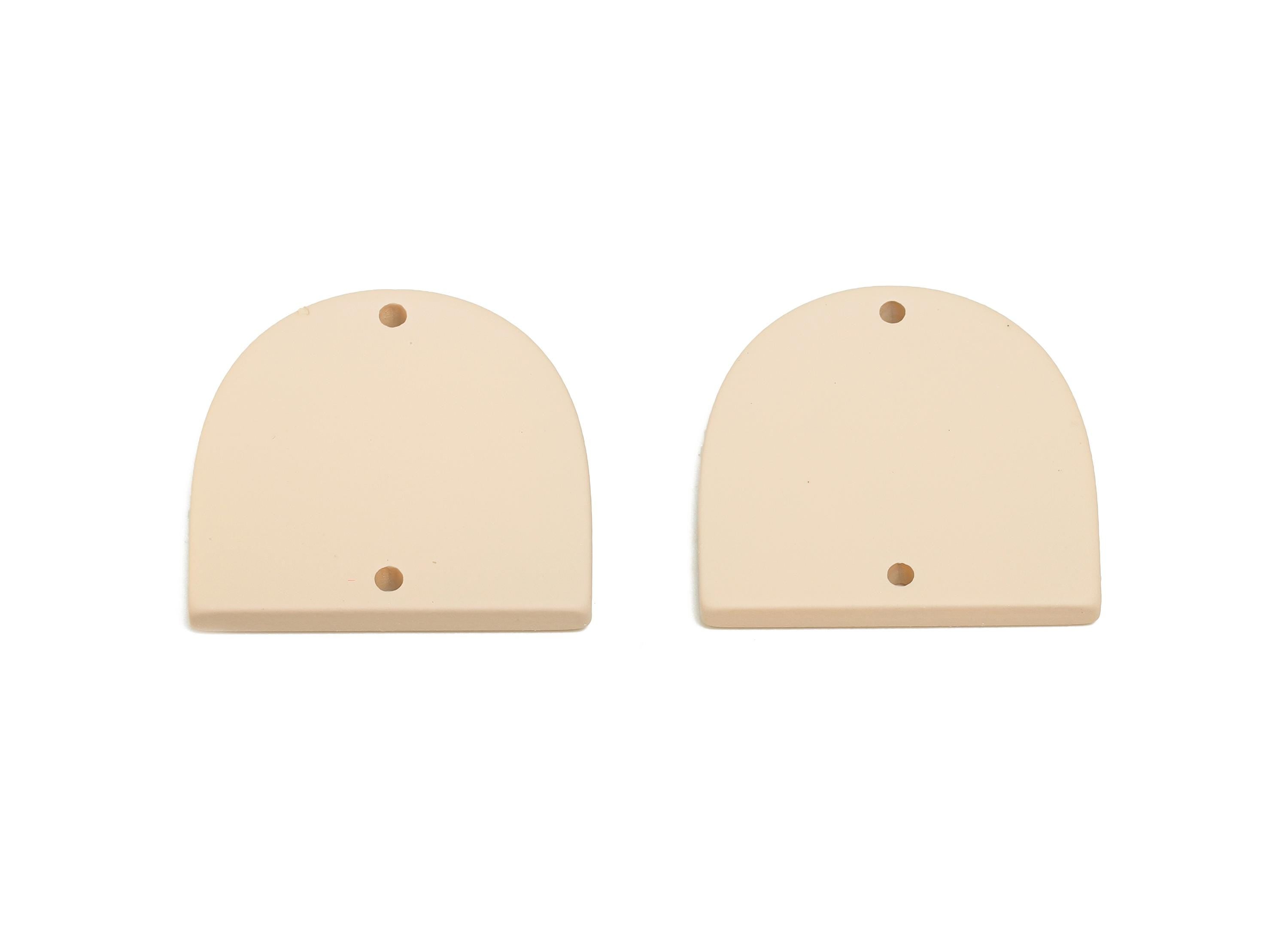 Acrylic Domed Earring Connector - Matte Colorful D Shape Charm - 2 Holes Geometric Jewelry - Color Code: A1062 - 25x23x3mm - AC3666-A1062 - DOMEDBAZAAR