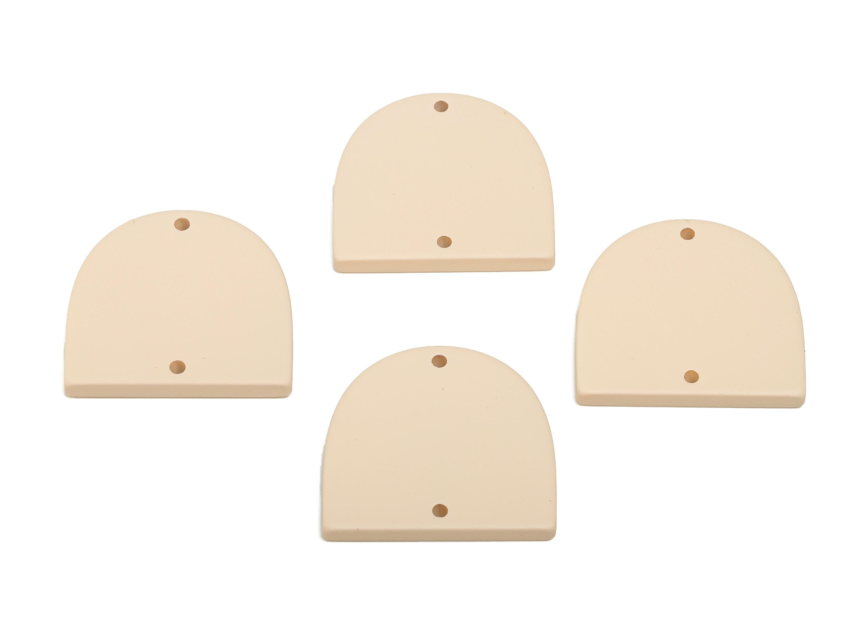 Acrylic Domed Earring Connector - Matte Colorful D Shape Charm - 2 Holes Geometric Jewelry - Color Code: A1062 - 25x23x3mm - AC3666-A1062 - DOMEDBAZAAR