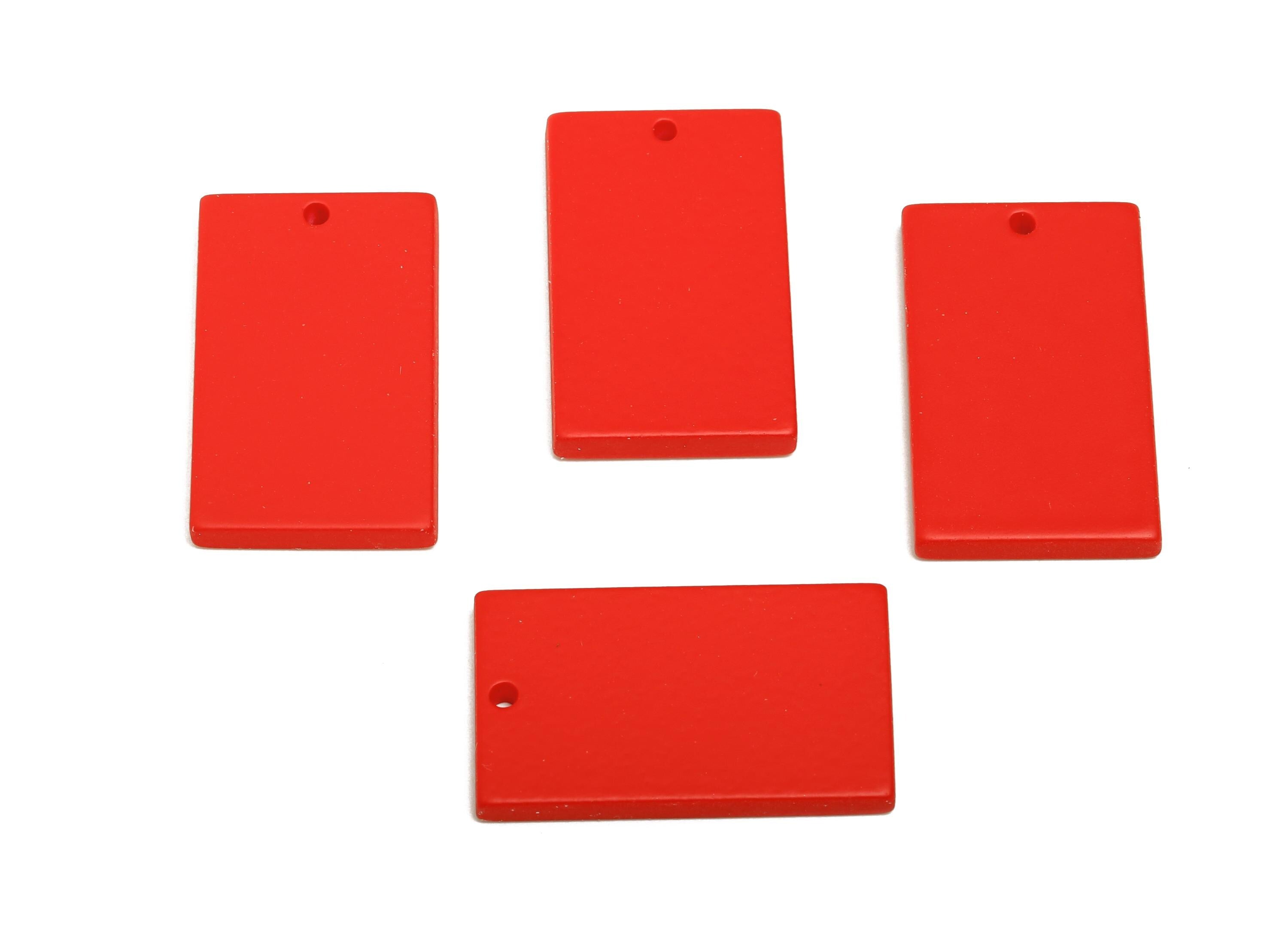 Acrylic Rectangle Earring Charm - Matte Red Rectangle Geometric Pendant - Jewelry Making - Color Code: A1054 - 29.7x15.8x3mm - AC3677-A1054 - DOMEDBAZAAR