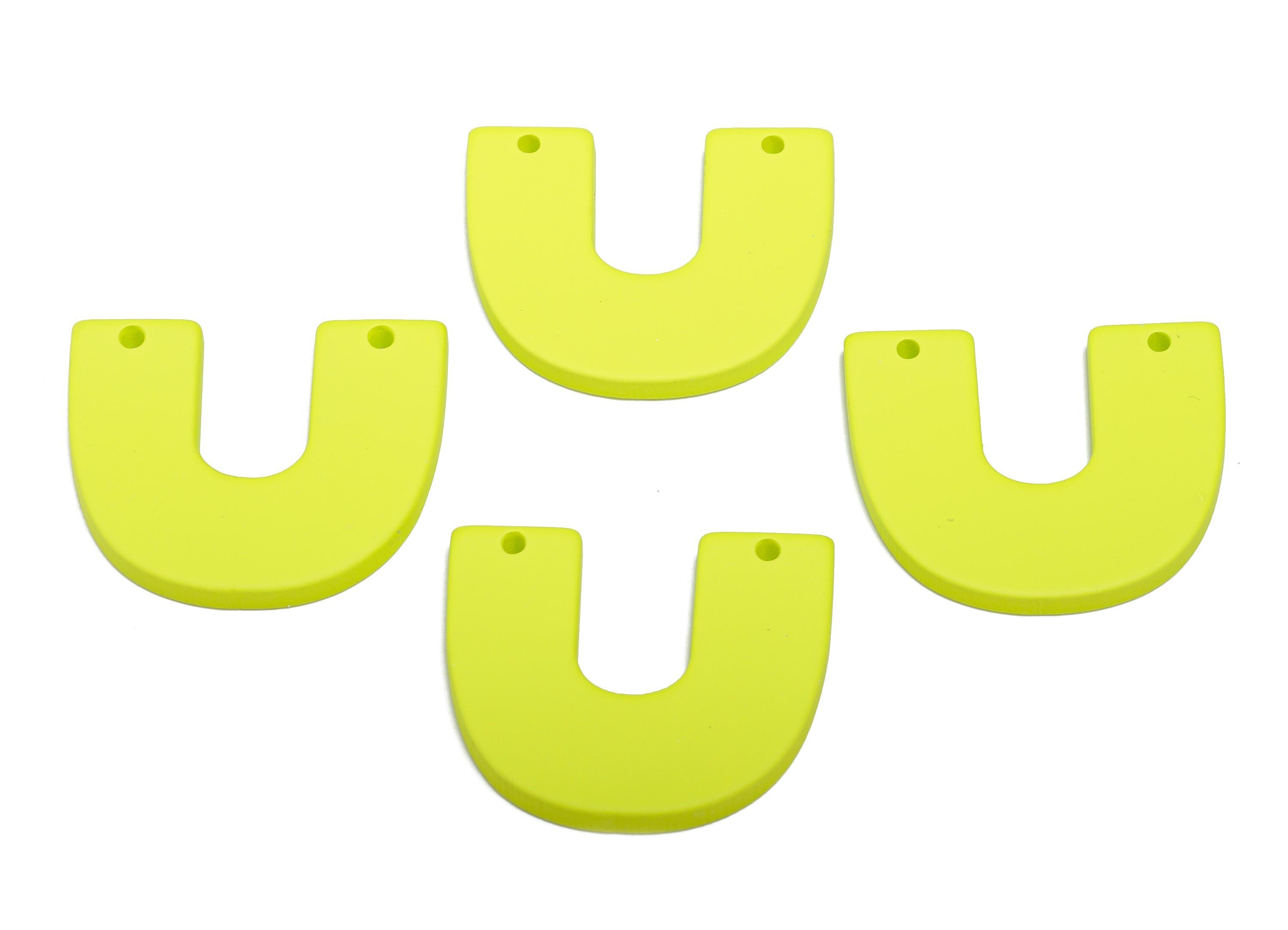 Acrylic U Shape Earring Connector - Matte Green Horseshoe Charms - 2 Holes Geometric Jewelry - Color Code: A1058 - 30x26x3mm - AC3676-A1058 - DOMEDBAZAAR