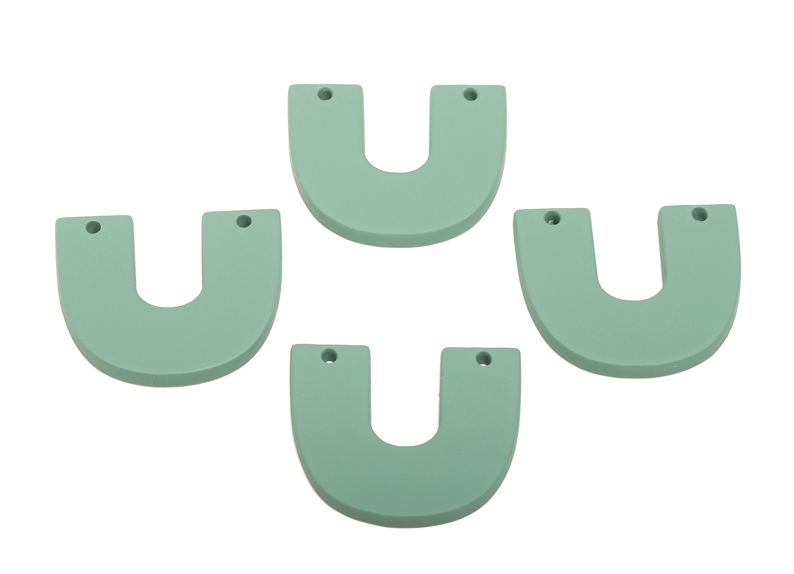 Acrylic U Shape Earring Connector - Matte Horseshoe Charms - 2 Holes Geometric Jewelry DIY - Color Code: A1063 - 30x26x3mm - AC3676-A1063 - DOMEDBAZAAR