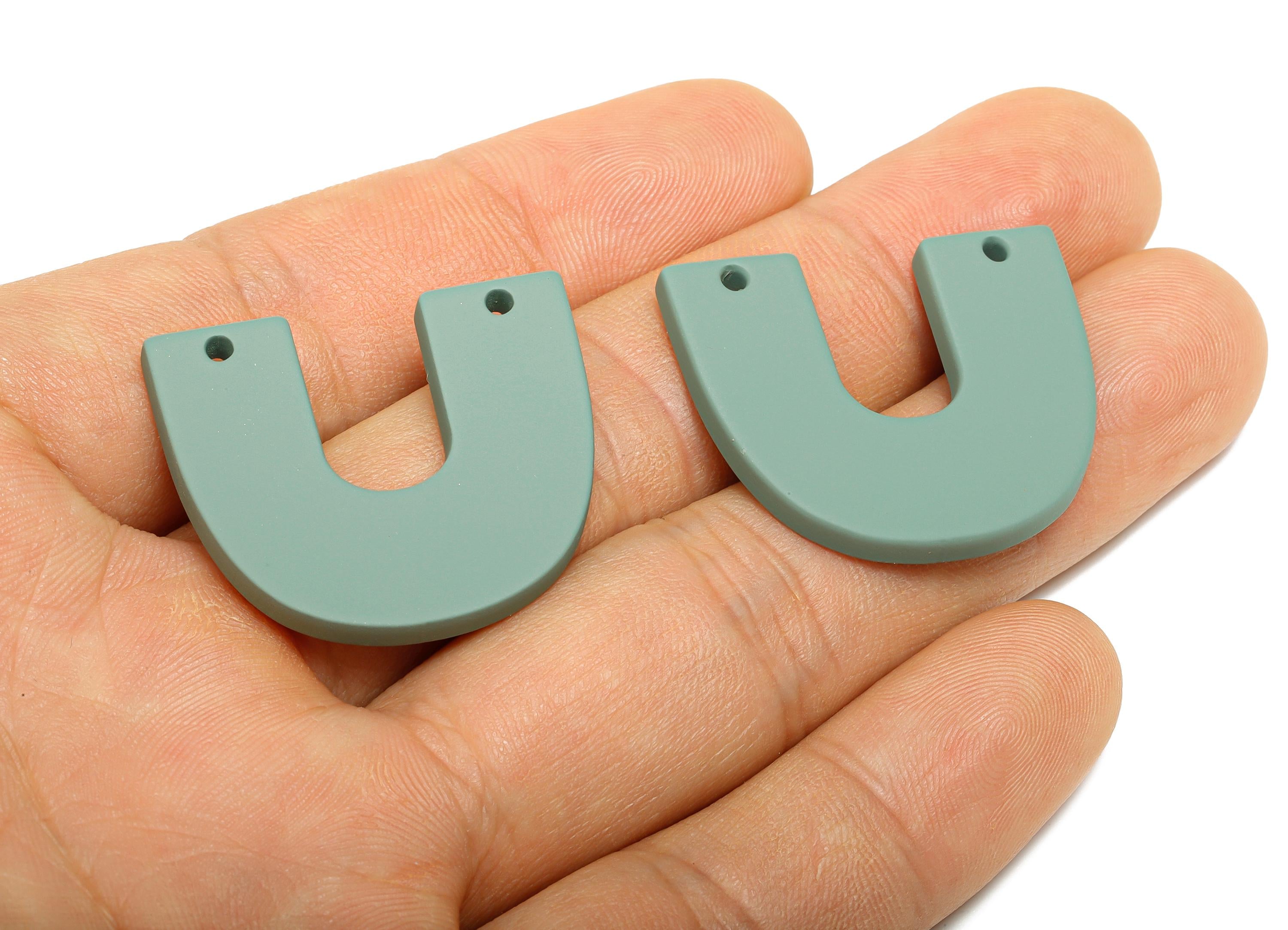 Acrylic U Shape Earring Connector - Matte Horseshoe Charms - 2 Holes Geometric Jewelry DIY - Color Code: A1063 - 30x26x3mm - AC3676-A1063 - DOMEDBAZAAR