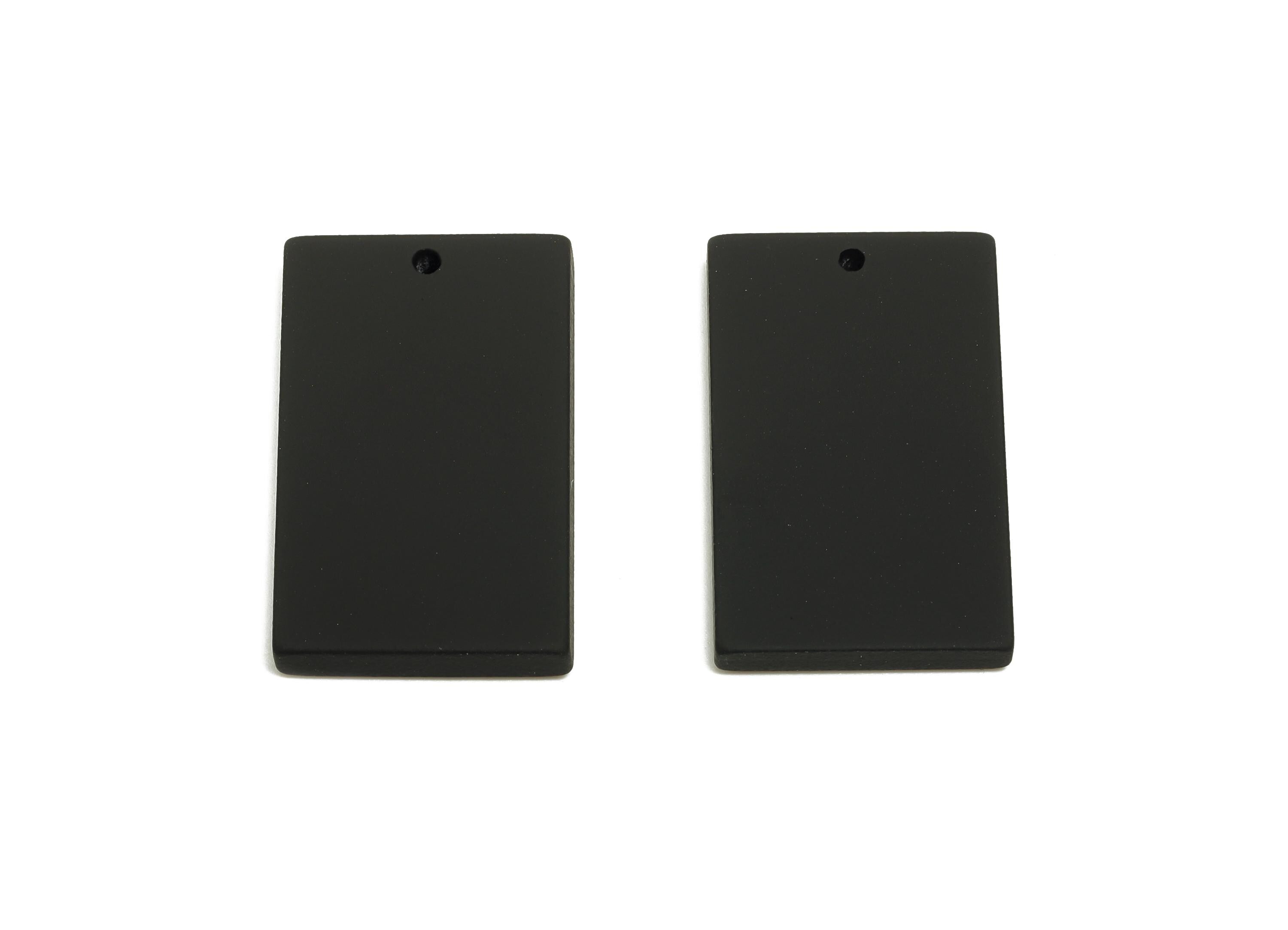 Acrylic Rectangle Earring Charm - Matte Black Rectangle Geometric Pendant - Jewelry Making - Color Code: A1052 - 29.7x15.8x3mm -AC3677-A1052 - DOMEDBAZAAR