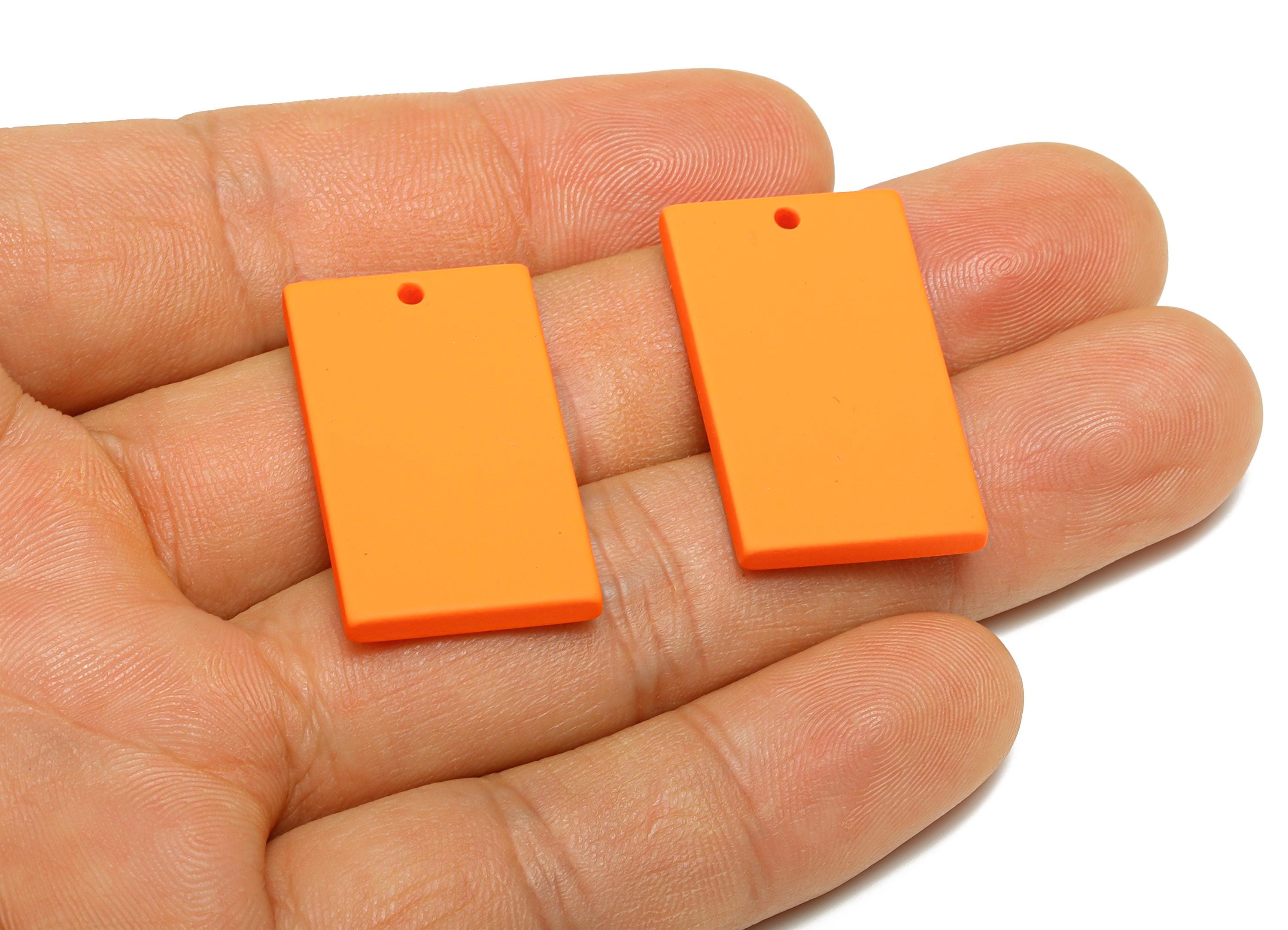 Acrylic Rectangle Earring Charm - Matte Orange Rectangle Geometric Pendant - Jewelry Making - Color Code:A1056 - 29.7x15.8x3mm -AC3677-A1056 - DOMEDBAZAAR
