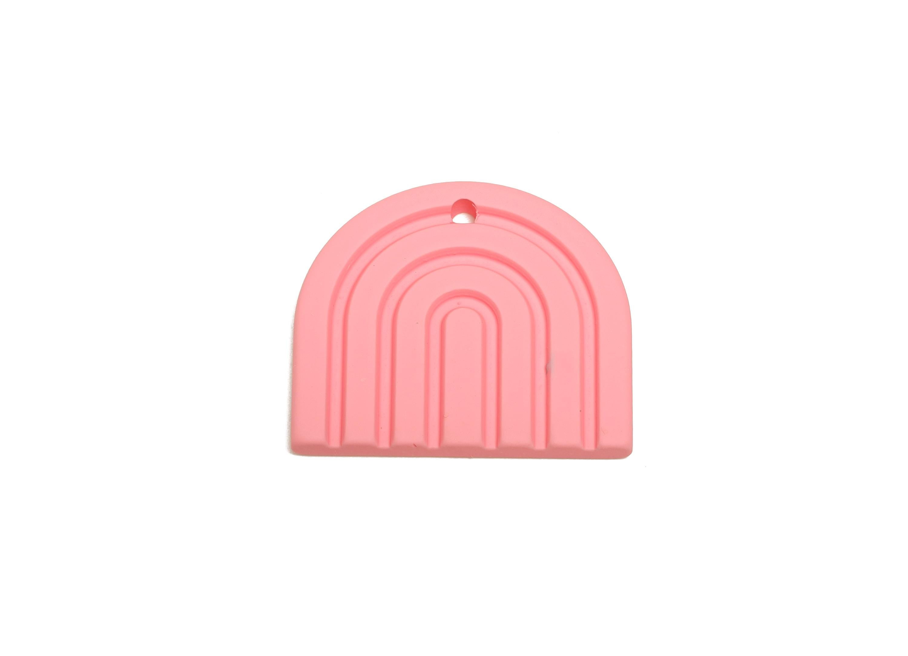 Acrylic Rainbow Earring Charm - Matte Pink Domed Geometric Pendant - DIY Jewelry Supply - Color Code: A1065 - 28x24.7x3mm - AC3664-A1065 - DOMEDBAZAAR