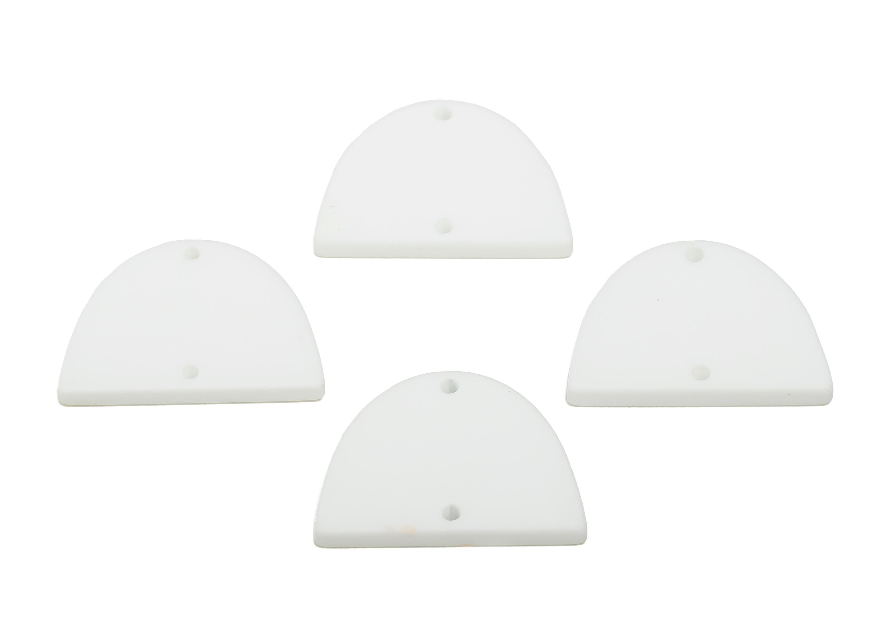 Acrylic Domed Earring Connector - Matte White Half Round Charms - 2 Holes Geometric Jewelry - Color Code: A1053 - 27.7x19x3mm - AC3660-A1053 - DOMEDBAZAAR