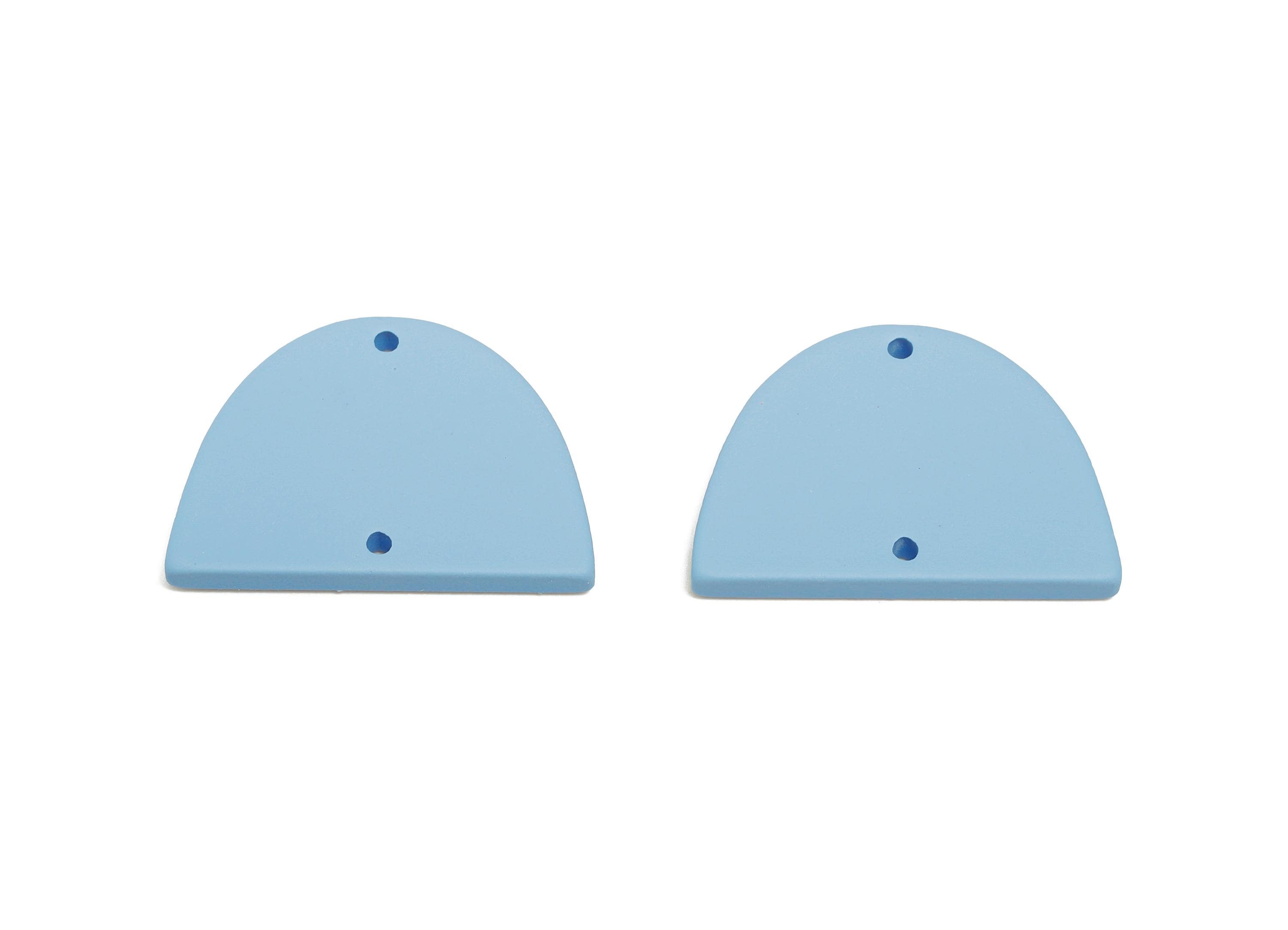 Acrylic Domed Earring Connector - Matte Blue Half Round Charm - 2 Holes Geometric Jewelry - Color Code: A1059 - 27.7x19x3mm - AC3660-A1059 - DOMEDBAZAAR